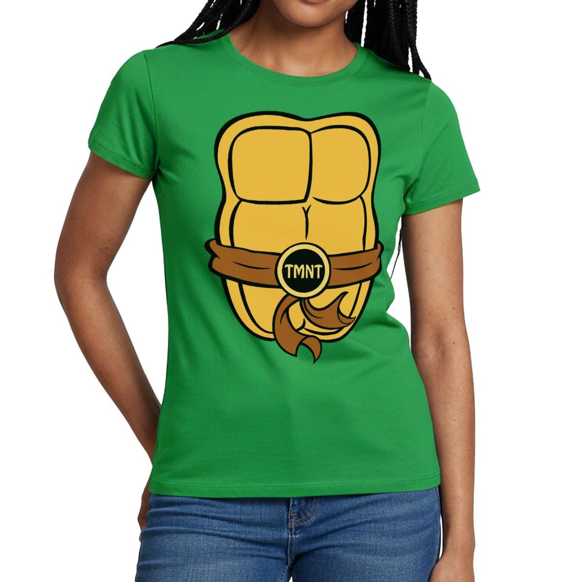 T-Shirt Teenage Mutant Ninja Turtles Kostüm Schildkröte Panzer Karneval Frauen