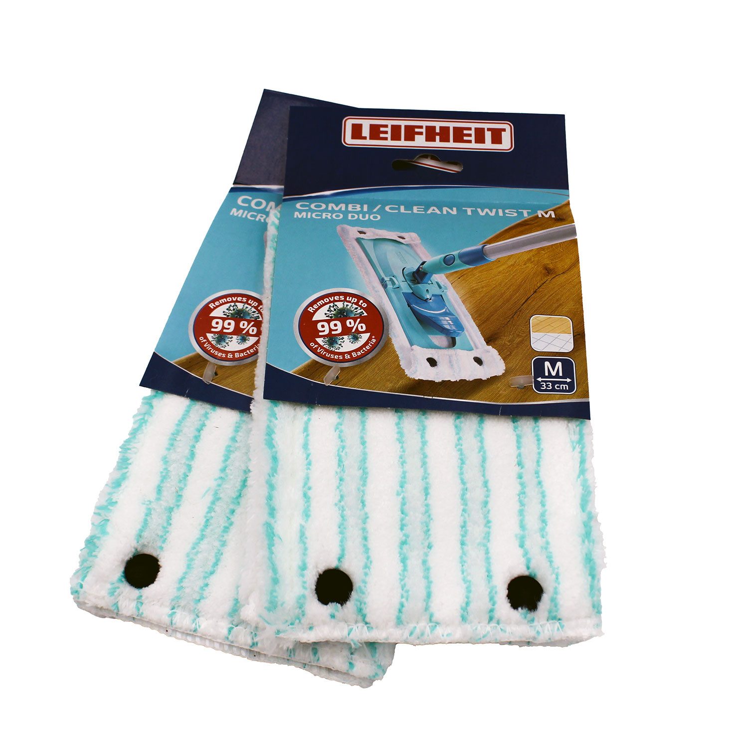 Leifheit 55320 Clean Twist System M micro duo Wischbezug 2er-Pack Wischbezug