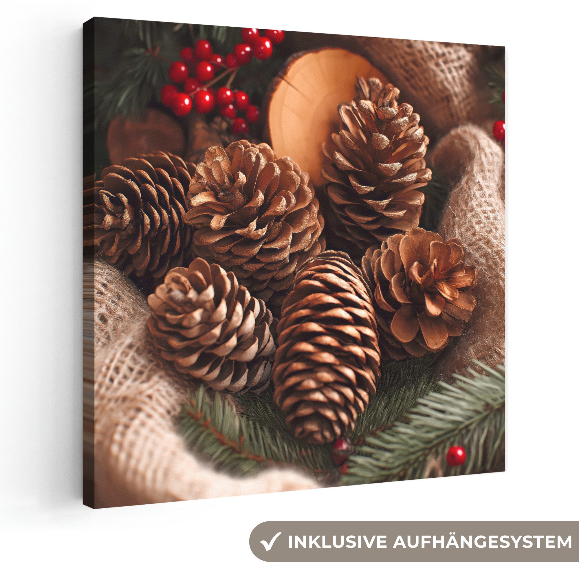 OneMillionCanvasses® Leinwandbild Tannenzapfen - Baum - Winter - Natur - Braun, 