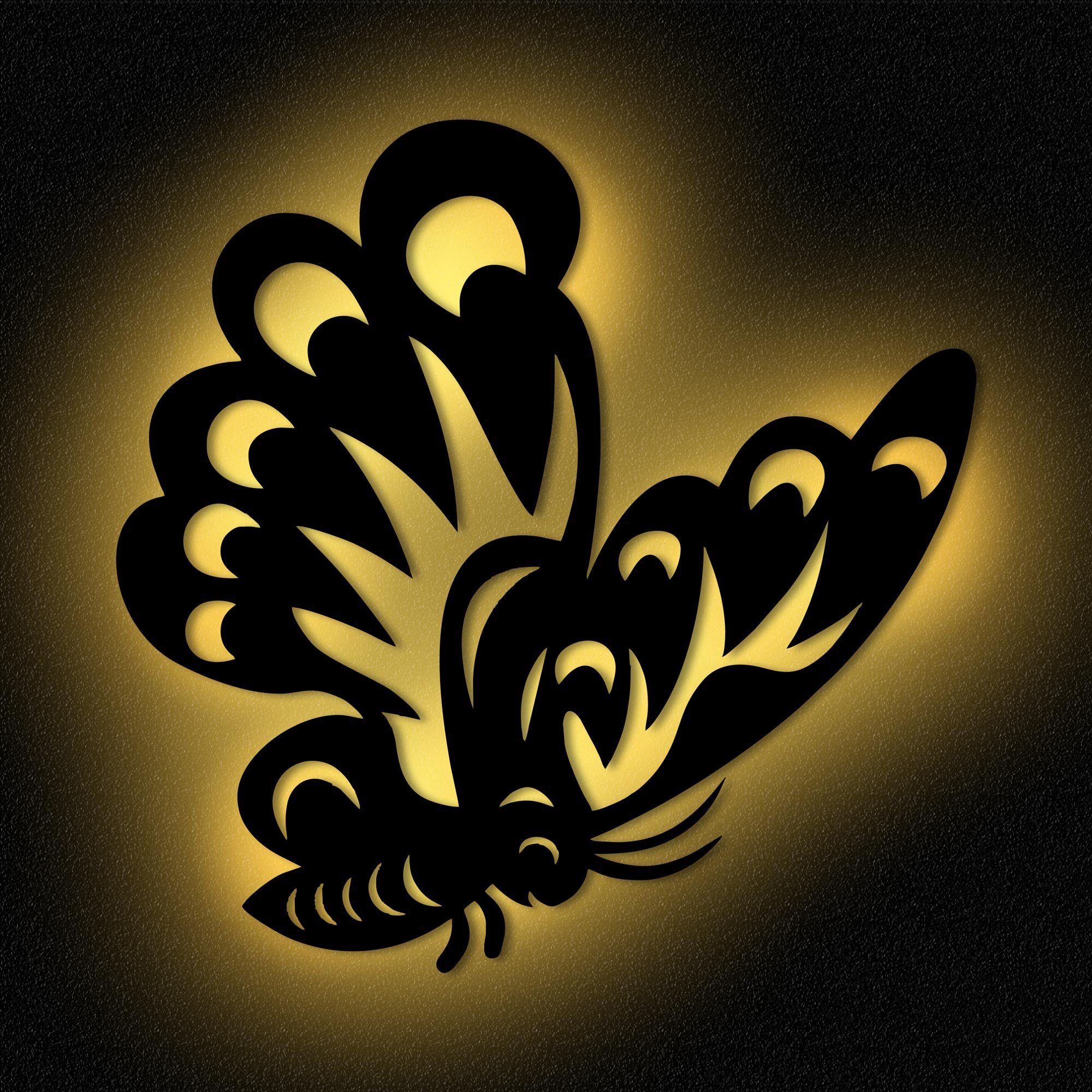 Namofactur LED Nachtlicht Schmetterling Nachtlicht Kinder Wandlampe Kinderzimmer I MDF Holz, LED fest integriert, Warmweiß | Nachtlichter