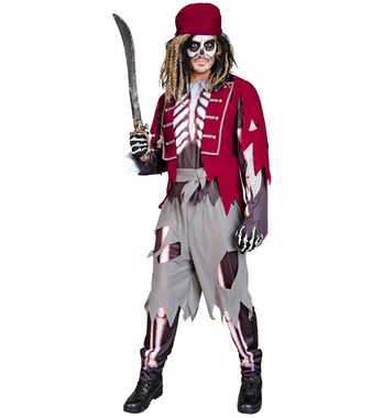 Widmann S.r.l. Vampir-Kostüm Skelett Pirat Kostüm für Herren, Schwarz Rot - Ha