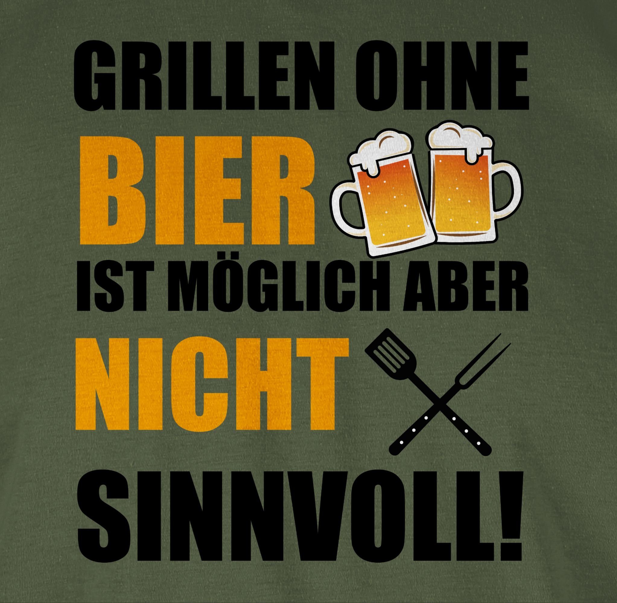 ohne Shirtracer Grün Army Grillen T-Shirt 03 Bier & Geschenk sinnvoll Grillzubehör Grillen nicht ist