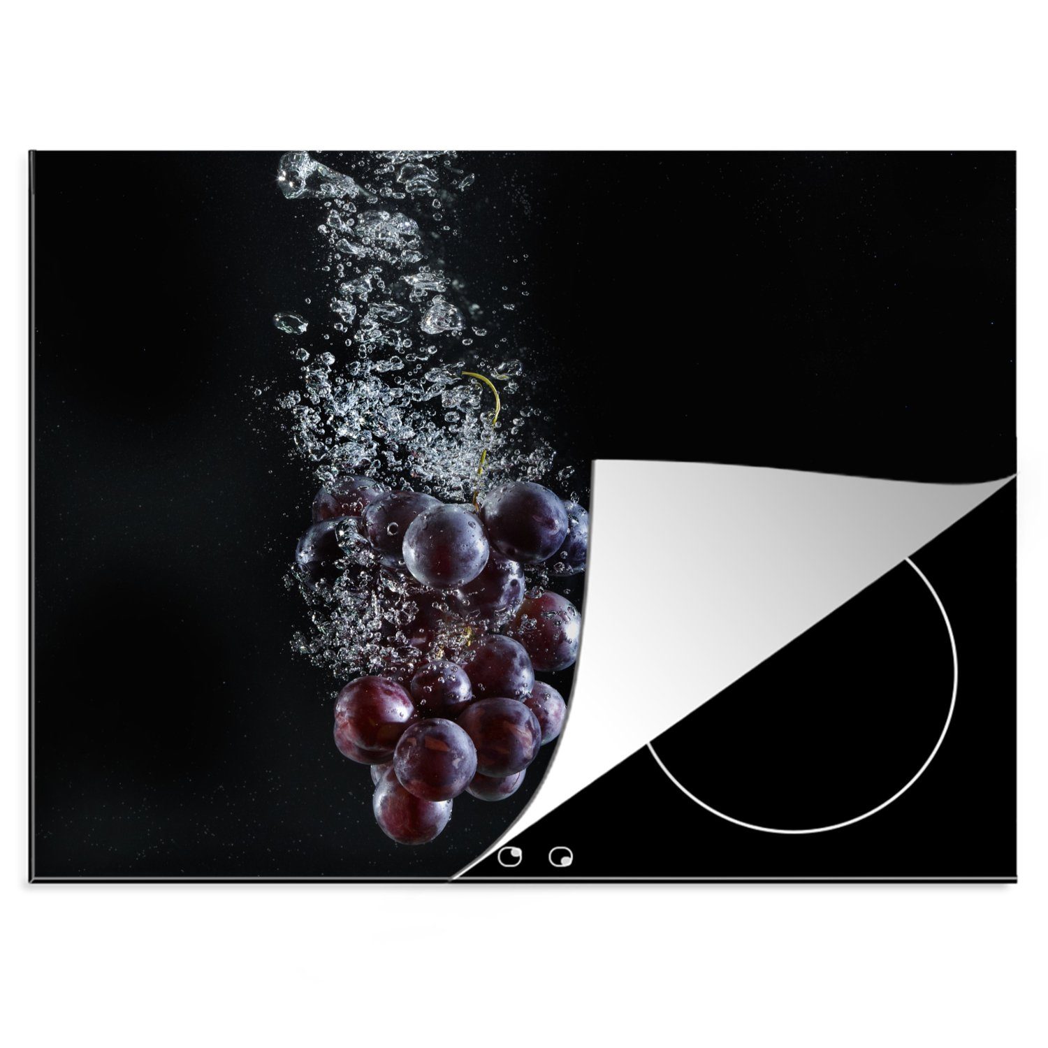 tlg), durchbrechen Weintrauben nutzbar, die MuchoWow Vinyl, 70x52 Herdblende-/Abdeckplatte Arbeitsfläche Mobile cm, Wasseroberfläche, (1 Rote Ceranfeldabdeckung