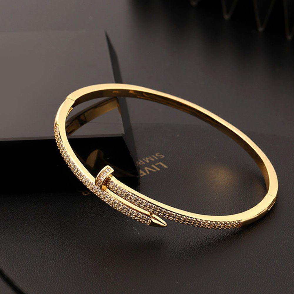 bracelet, Armband Bangle, Non-tarnish Gold Haiaveng Zirkonia Spike-Armband, offenes Armkette Armband, Plated