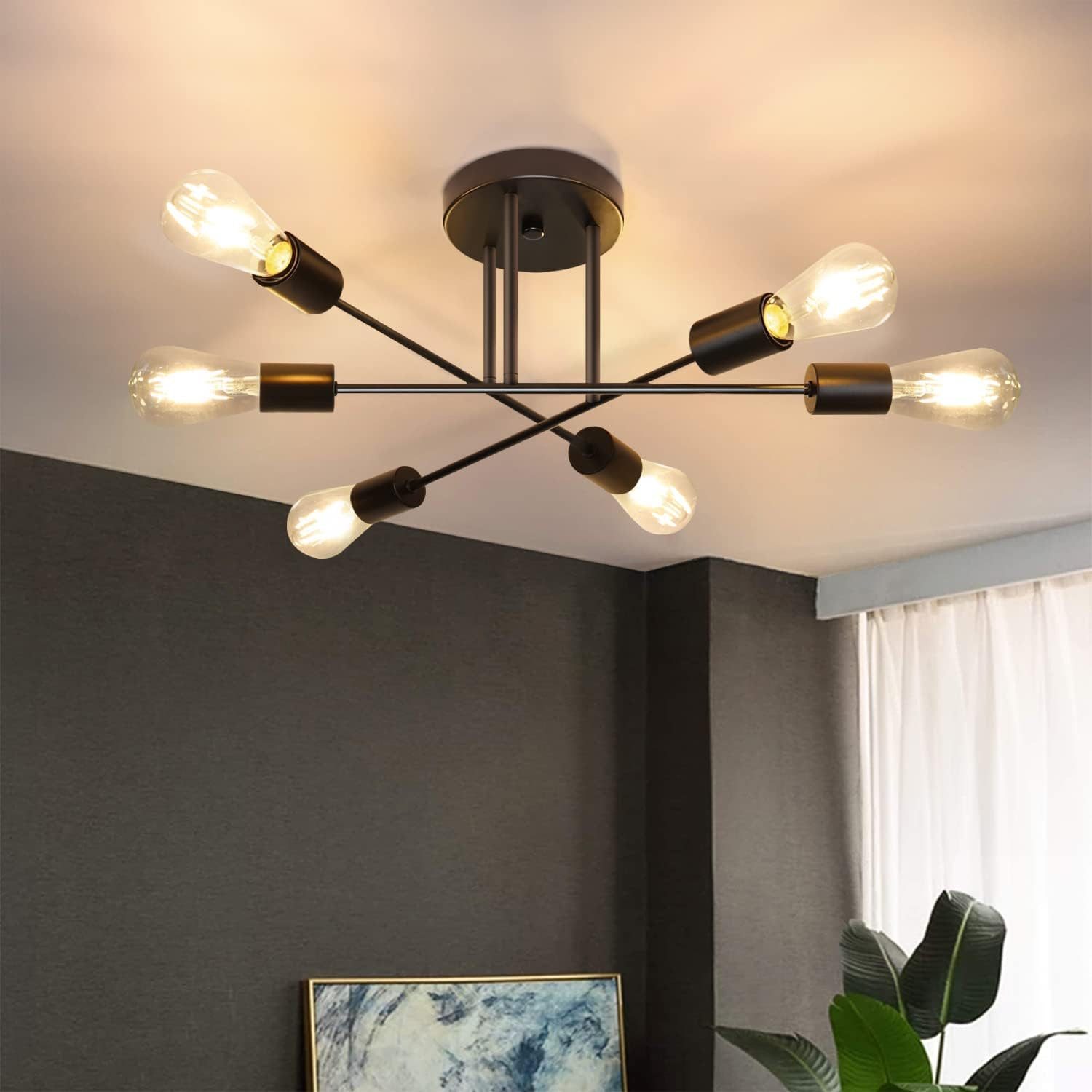 ZMH Deckenleuchte Deckenlampe Vintage Wohnzimmer E27, LED wechselbar, Warmw günstig online kaufen
