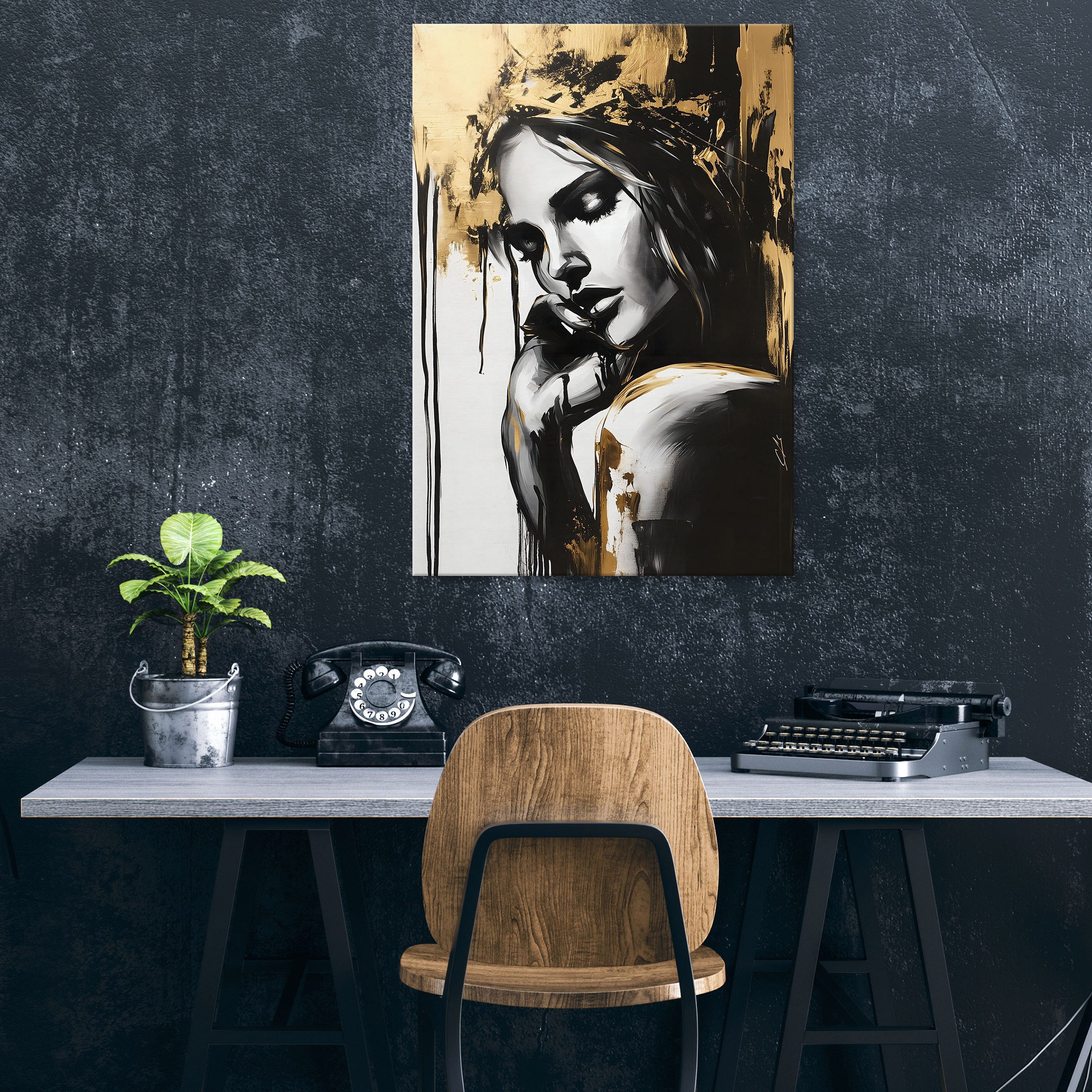 Wallarena Leinwandbild XXL Abstrakt Frau Glamour Gold Wand Deko Wohnzimmer günstig online kaufen