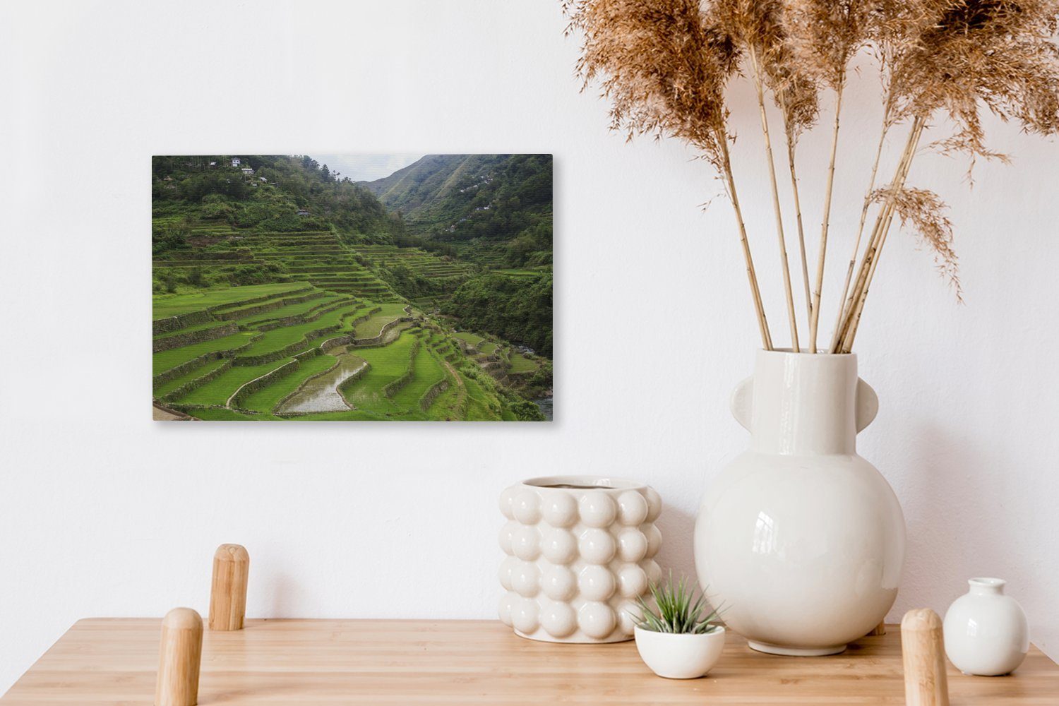 Aufhängefertig, Wandbild (1 Philippinen, Leinwandbilder, von Leinwandbild Banaue auf cm St), Die 30x20 OneMillionCanvasses® Reisterrassen Wanddeko, den