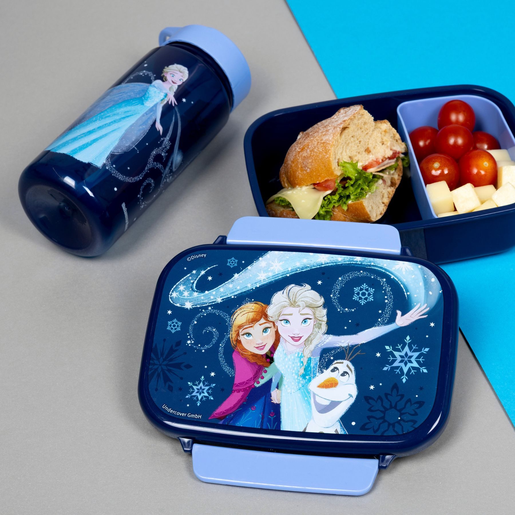 Disney Trinkflasche 500 ml Frozen Kinder blau Wasserflasche für Alltag
