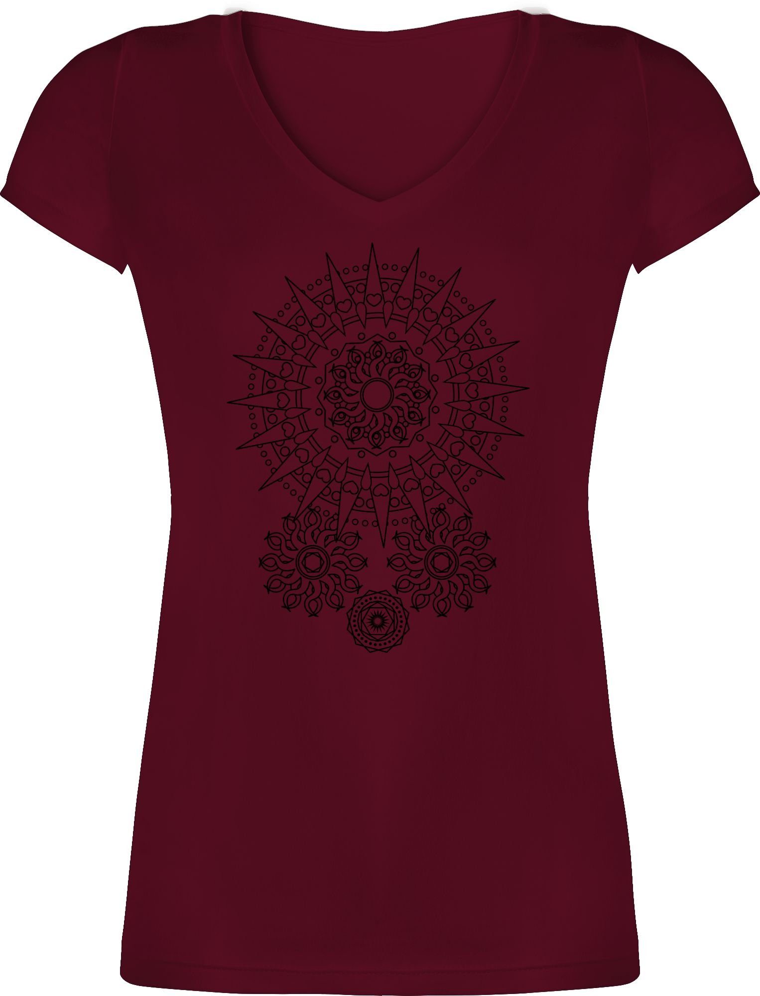 Damen Shirts Shirtracer T-Shirt Boho Mandala Yoga - Kunst Outfit - Damen T-Shirt mit V-Ausschnitt Anker Blumen & Co.