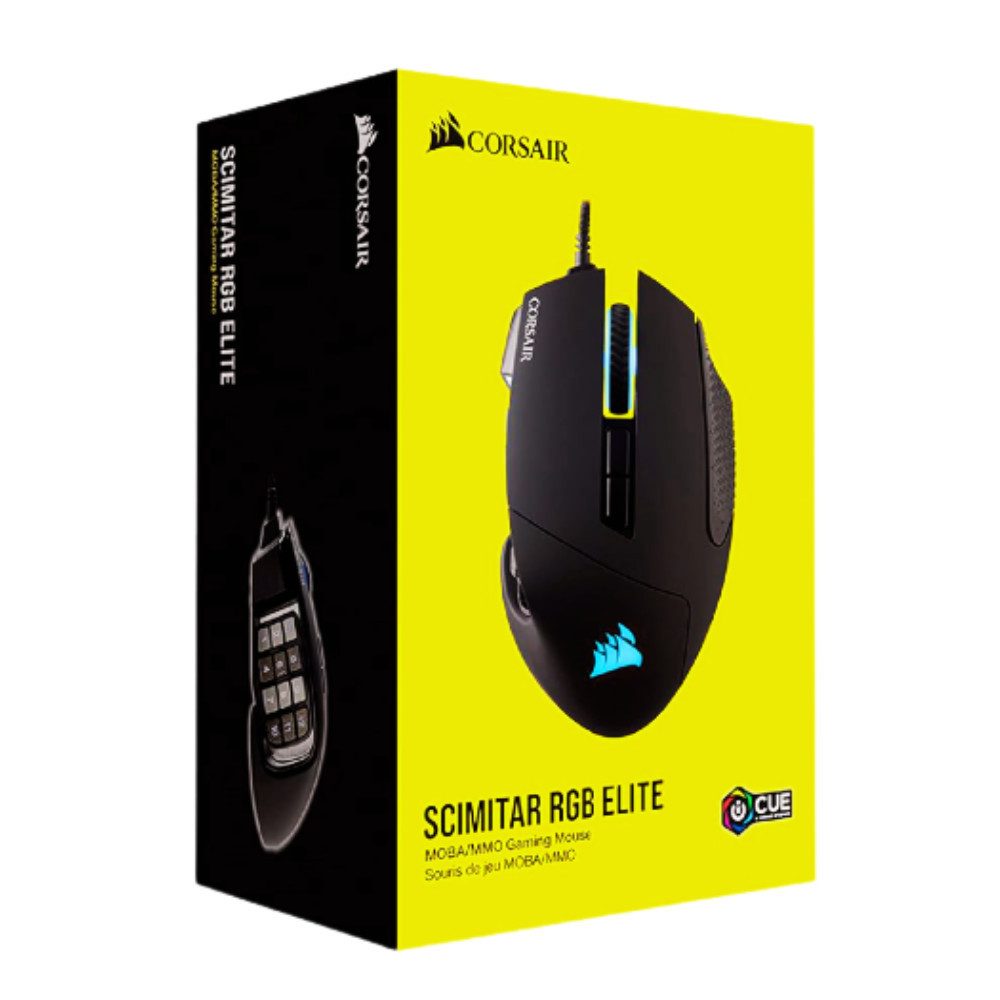 Corsair Scimitar RGB Elite (Hersteller-Nr. CH-9304211-EU) Gaming-Maus (kabelgebunden, Key-Slider-System, 12 verschiebbare Seitentasten, 18.000 DPI)
