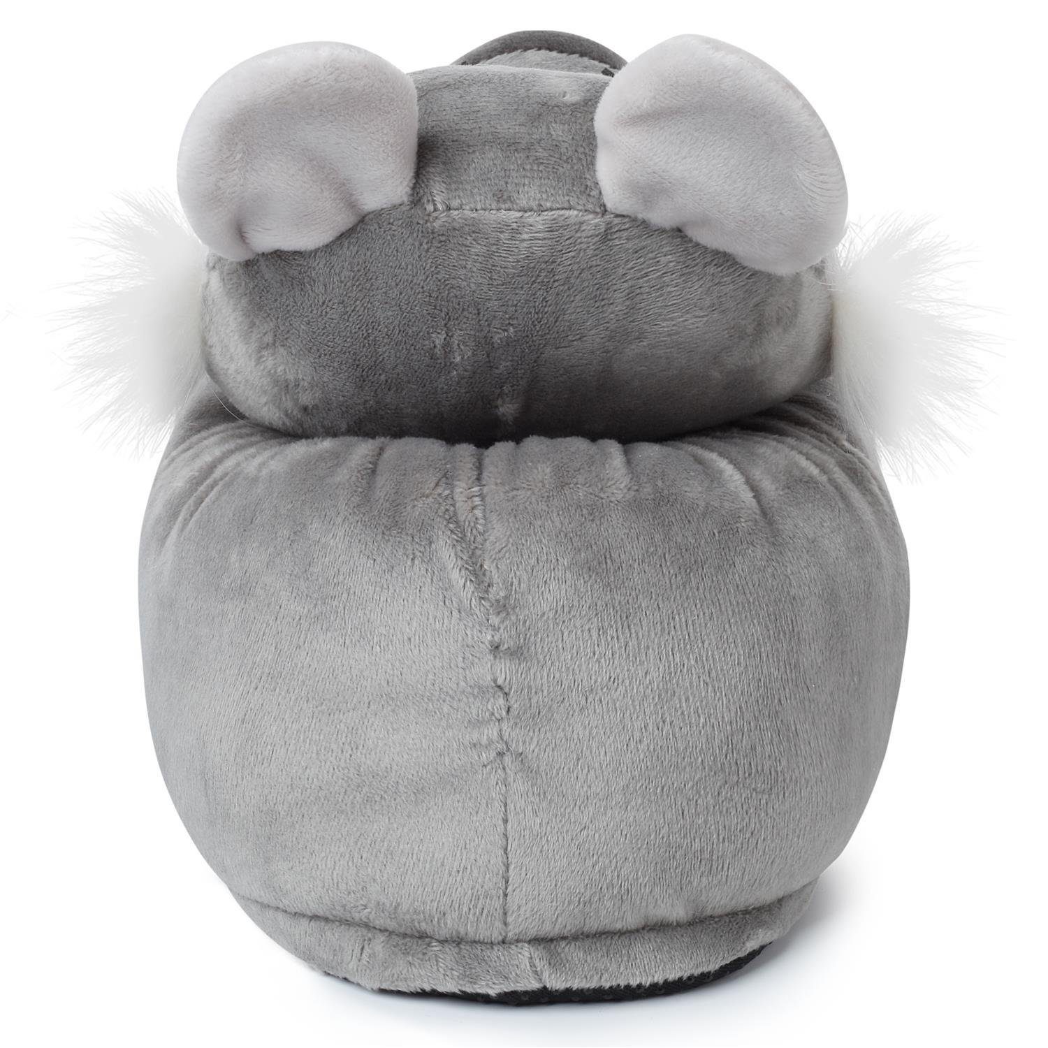 Corimori Tier Pantoffeln für Erwachsene Einheitsgröße 34-44 Plüsch Hausschuhe (Packung, Geschenk) EU Einheitsgröße 34-44, Waschbär Lina, für Kinder und Erwachse – Bild 5 von 5