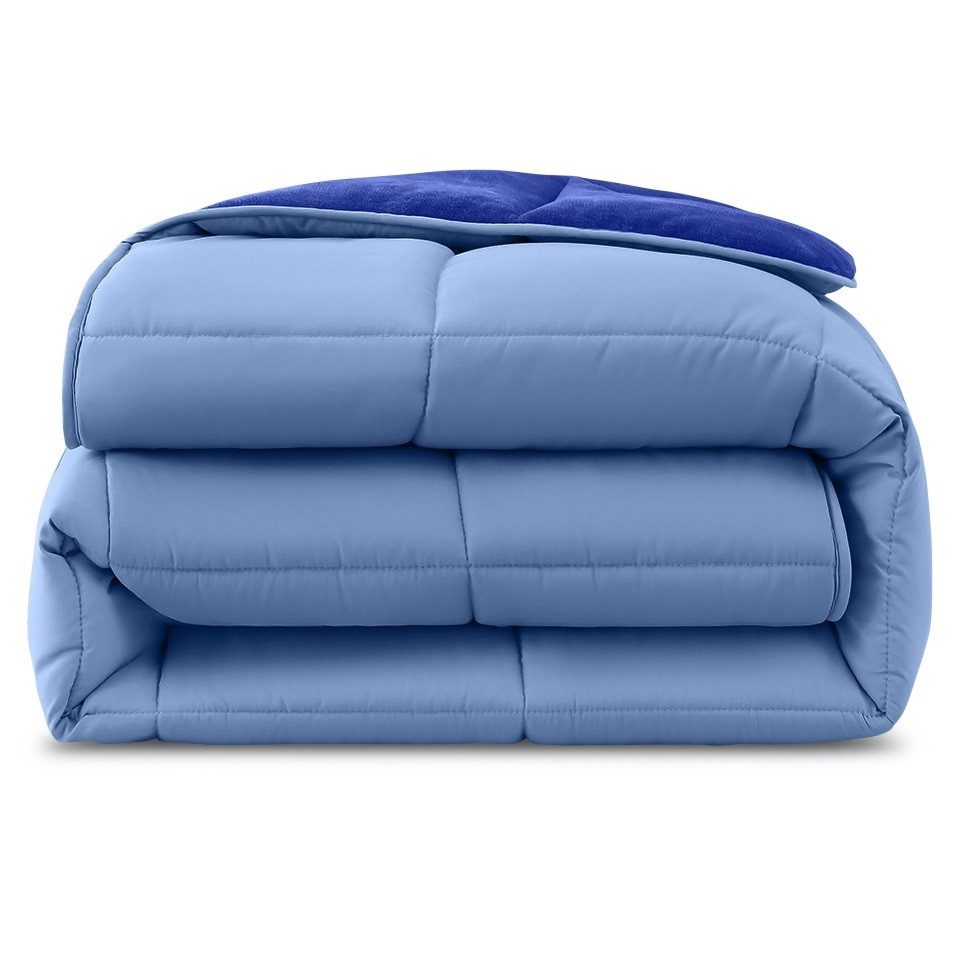 wometo Microfaserbettdecke Plüsch Steppbett Bi-Color blau 135x200, Füllung: günstig online kaufen