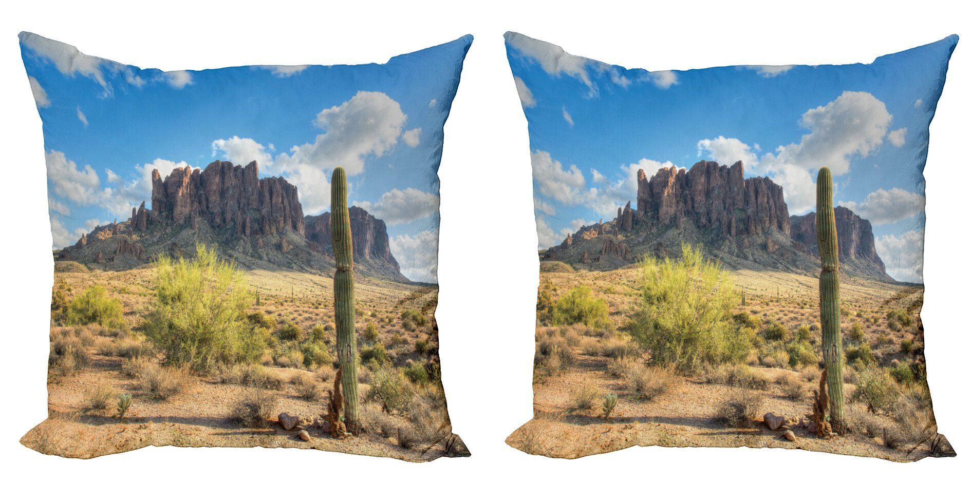 Kissenbezüge Modern Accent Doppelseitiger Digitaldruck, Abakuhaus (2 Stück), Natur Canyon bewölkt Cliff