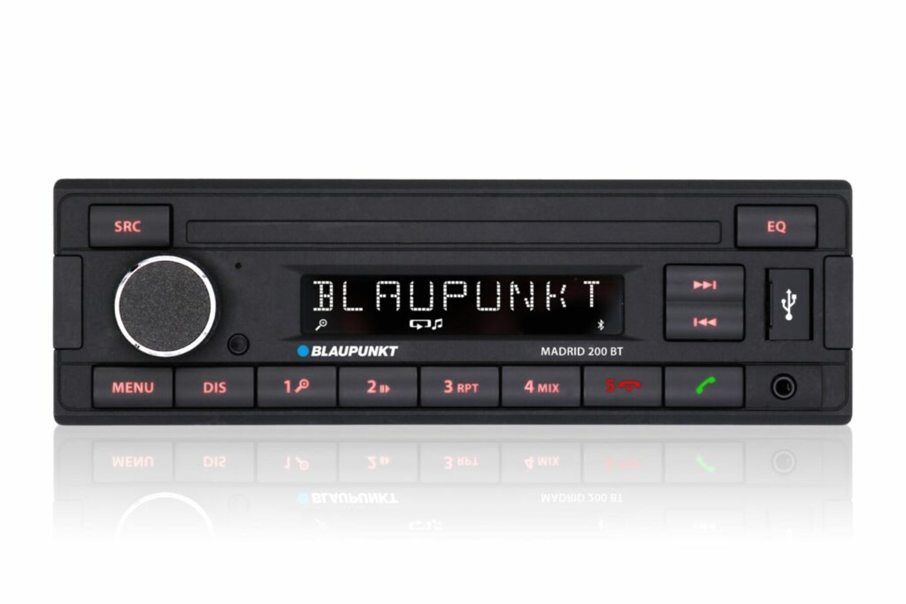 Blaupunkt Madrid 200 BT Bluetooth 1-DIN Radio ohne CD mit USBradio Autoradio (RDS, AM/FM Radio, Animiertes Display, 1 DIN, RDS, AM/FM Radio, Animiertes Display, 1 DIN)