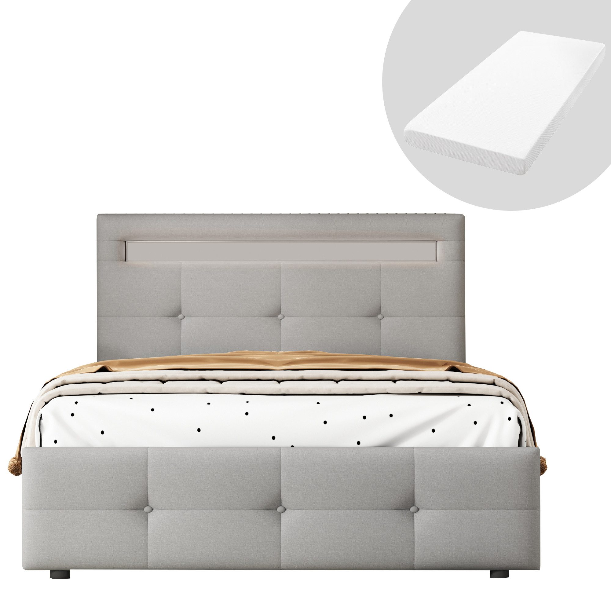 HAUSS SPOLE Polsterbett 90x200cm mit LED-Leuchten, günstig online kaufen