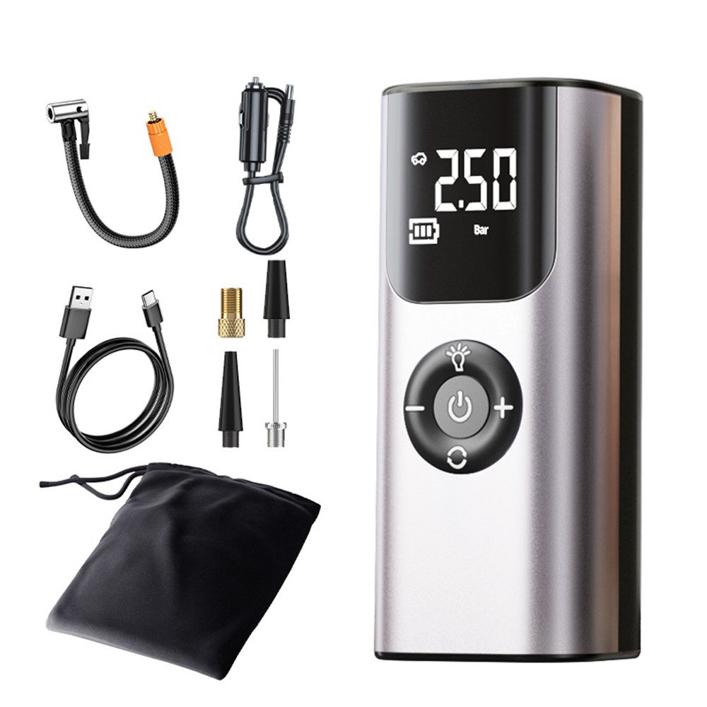 Akku-Luftpumpe Elektrische Luftpumpe mit Bildschirm, als Taschenlampe und Powerbank