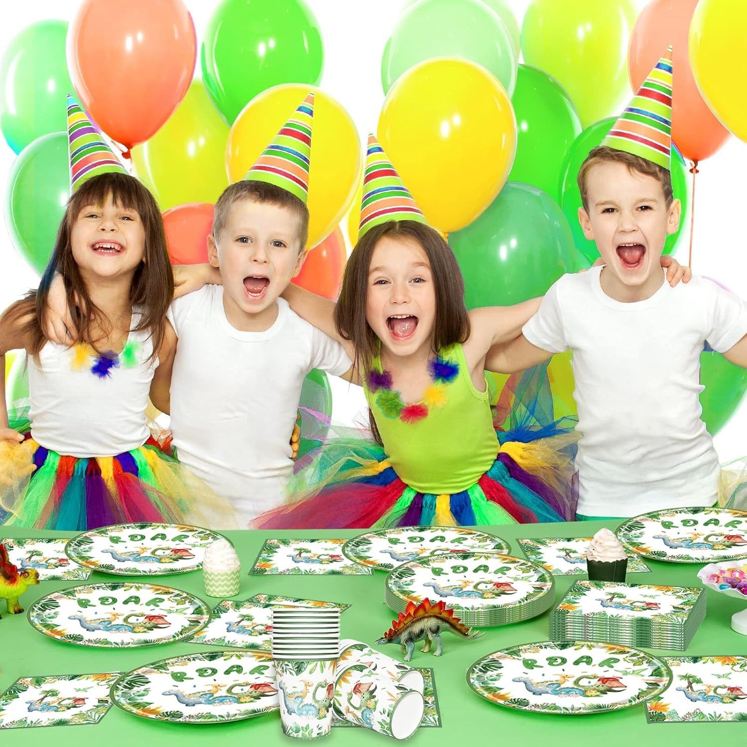FELIXLEO Einweggeschirr-Set Bikasun Dinosaurier Geburtstag Geschirr Set 20 Gäste Pappteller (1-tlg) – Bild 5 von 5