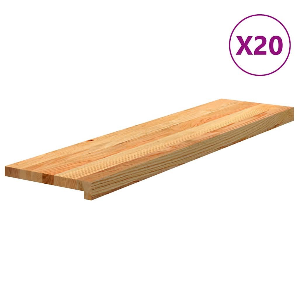vidaXL Stufenmatte Treppenstufen 20 Stk. Hellbraun 100x30x2 cm Massivholz Eiche, Hütte, Treppenstufen 20 Stk. Hellbraun 100x30x2 cm Massivholz Eiche