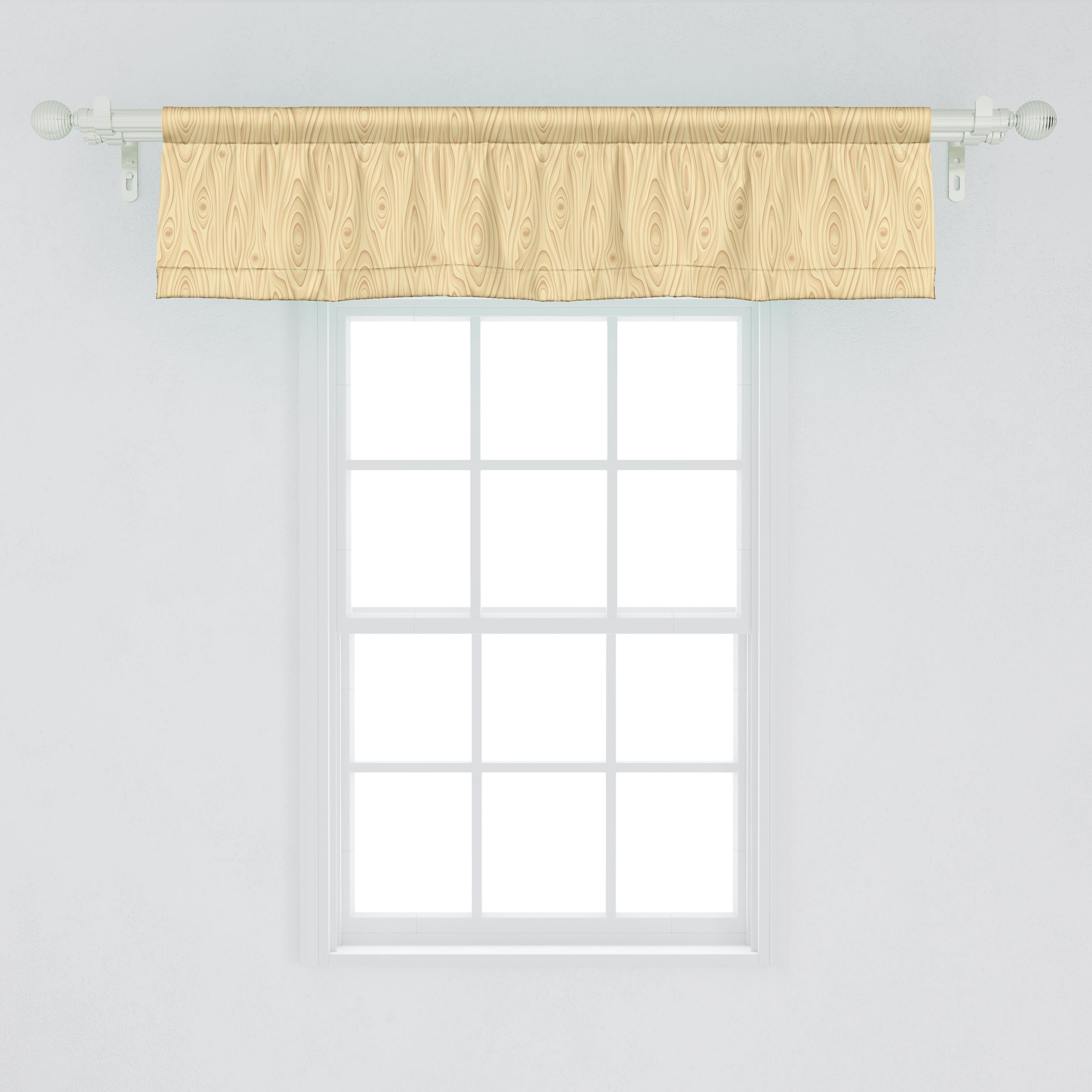 Scheibengardine Volant Beschaffenheit Vorhang Organic für mit Abakuhaus, Küche Dekor Beige Schlafzimmer Hölzerne Stangentasche, Microfaser,