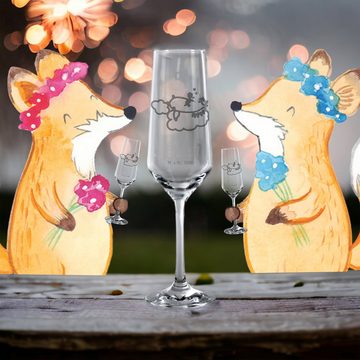 Mr. & Mrs. Panda Sektglas Einhorn Verliebt - Transparent - Geschenk, Unicorn, Einhörner, Liebe, Premium Glas, Stilvolle Gravur