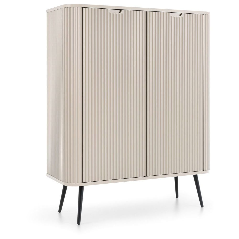 Lomadox Highboard ZARA-160, in Kaschmir Caschmere Rillen gerillt Füße goldfarben 103x129x39 cm