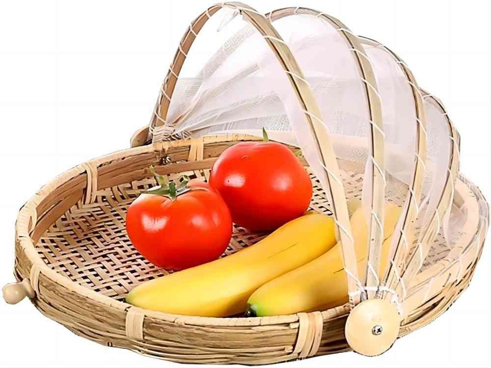 Fivejoy Picknickkorb Lebensmittel-Servierkorb, Netzkorb, handgewebt, für Picknick (1 St., Durchmesser 30cm), Lebensmittelabdeckung, Outdoor, Schutz vor Insekten und Staub