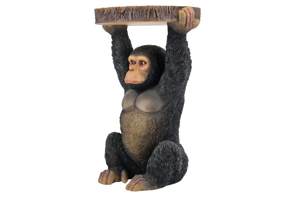 riess-ambiente Beistelltisch MONKEY 55cm schwarz/grau - Affe, Skulptur, handgefertigt, modern, rund (Einzelartikel, 1-St), Tropischer Ablagetisch - ideal als de – Bild 5 von 5
