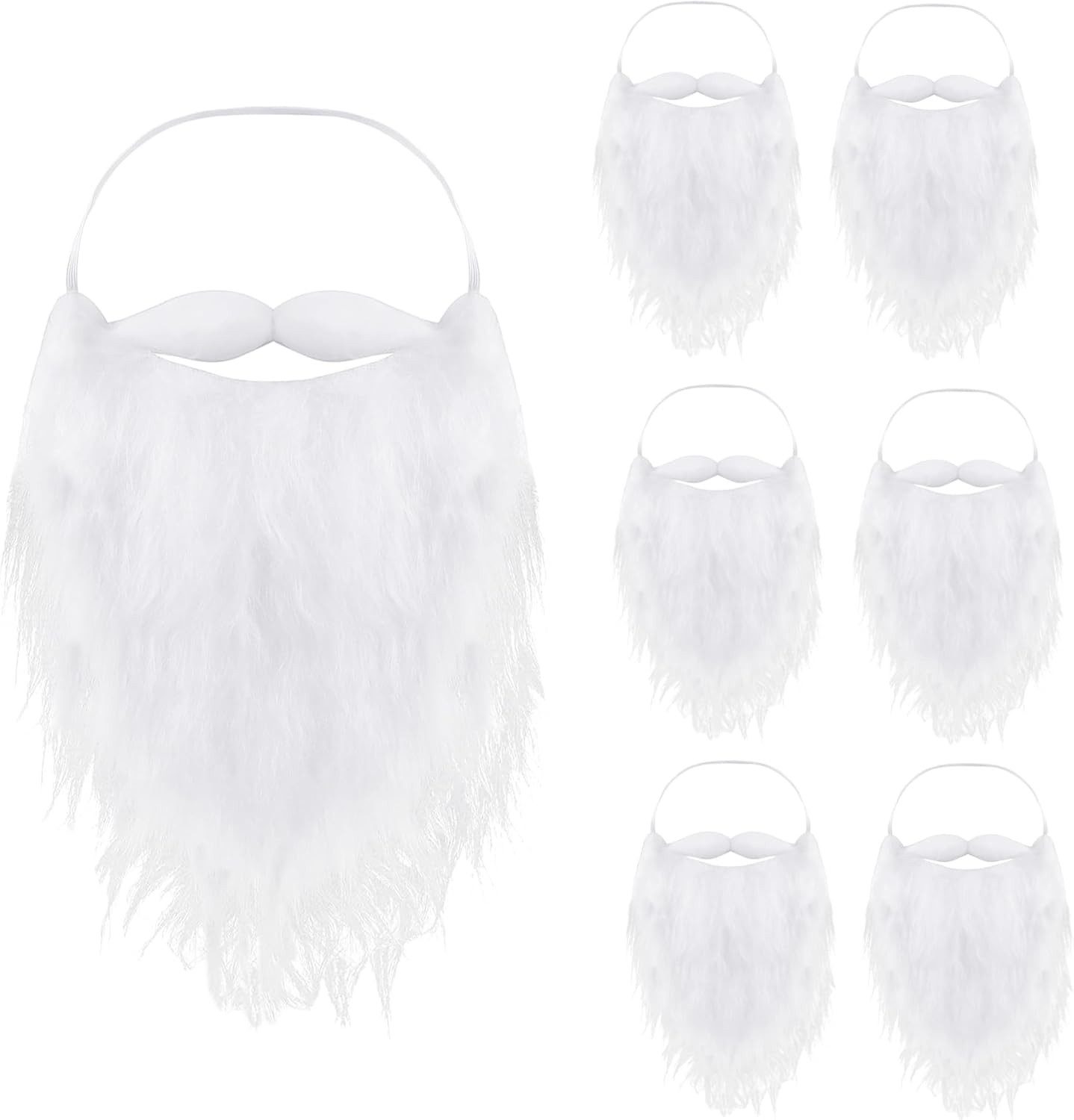 MerryXmas Kostüm-Perücke 6x Nikolausbart weiss - Weihnachtsmannbart - Bart weiß weiss
