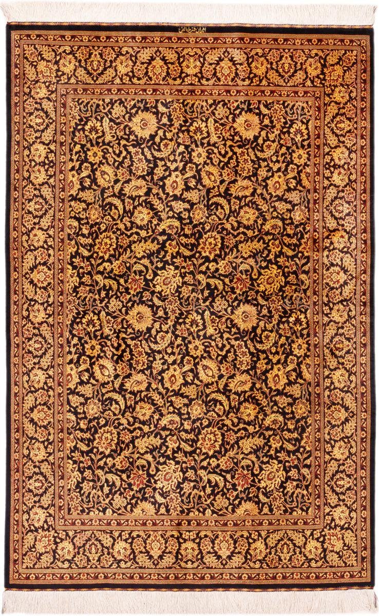 Seidenteppich Ghom Seide Signiert khaleghi 127x196 Handgeknüpfter Orientteppich, Nain Trading, rechteckig, Höhe: 3 mm