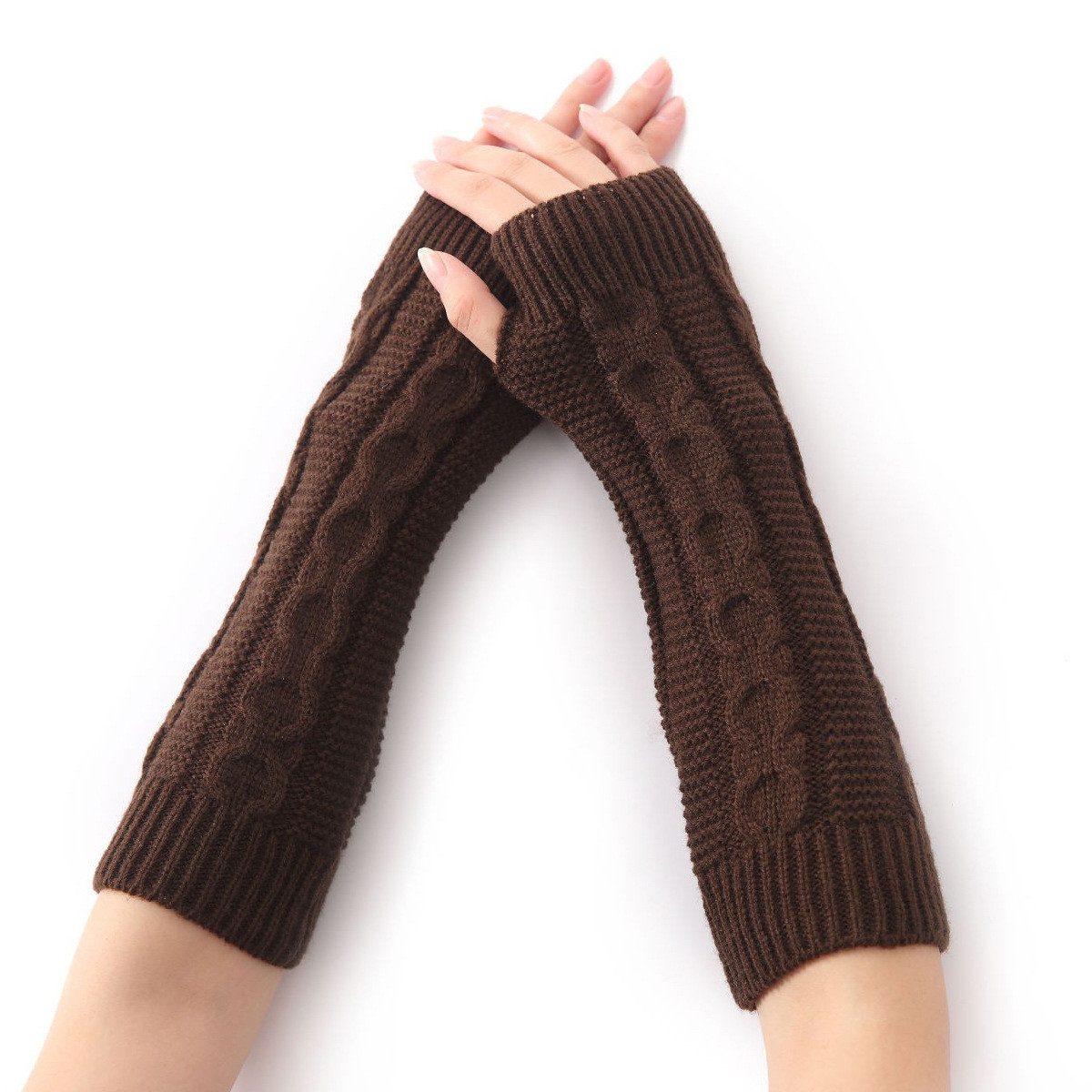Coonoor Armstulpen Armstulpen Damen Wolle Pulswärmer Strick Halb Fingerlose Handschuhe Gestrickte Handstulpen Unisex Winterhandschuhe Wärmer Armwärmer