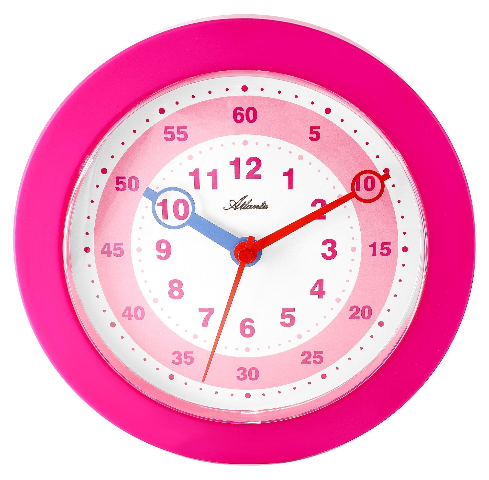 Atlanta Quarzuhr 4481 Atlanta Wanduhr für Kinder, pink, Ø 22,5 cm