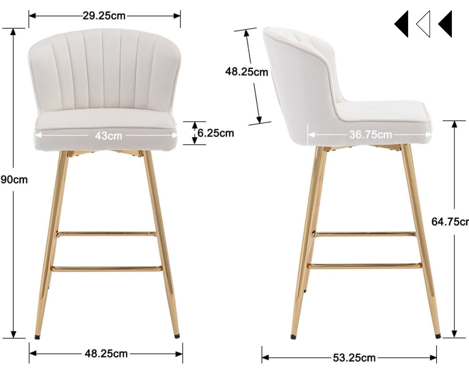 WAHSON OFFICE CHAIRS Barhocker 2er-Set PU-Leder Barhocker mit Metallbeinen