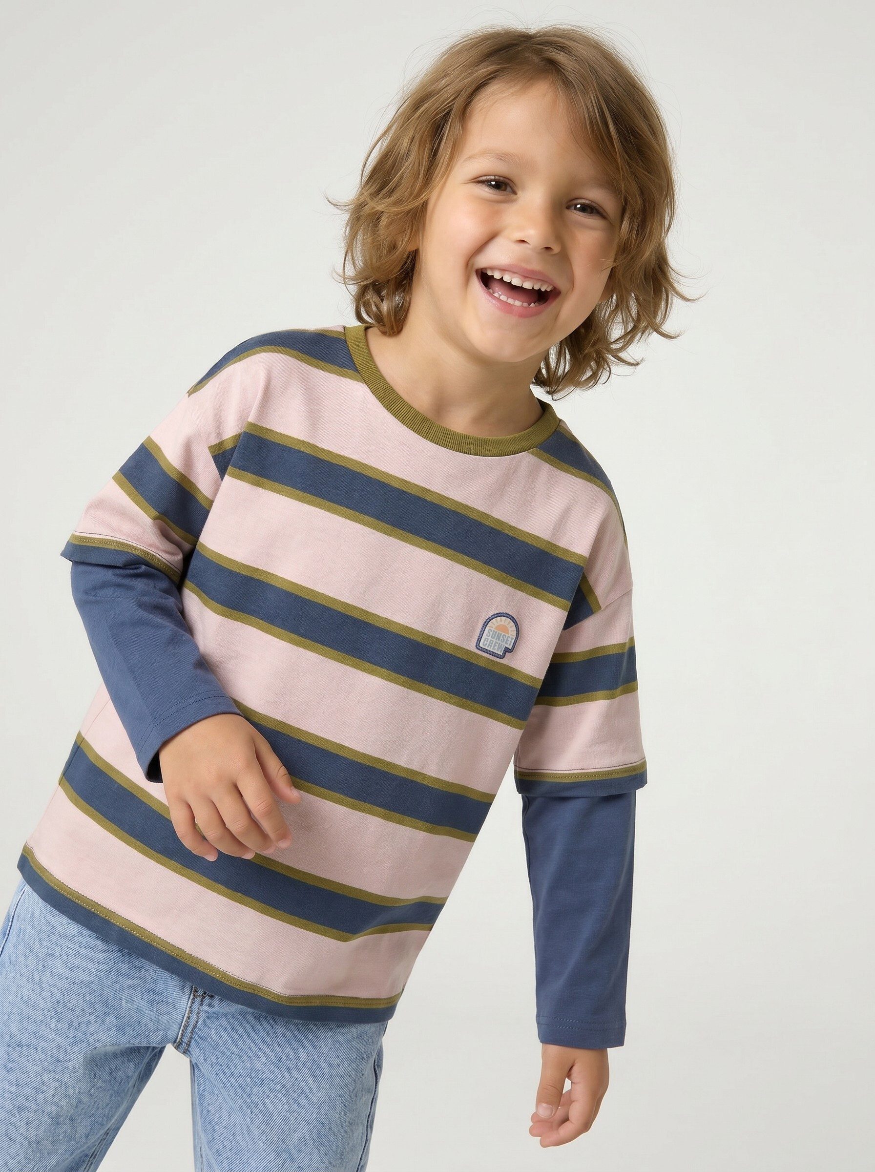 vertbaudet Langarmshirt Shirt mit Lagenlook Jungen, gestreift – Bild 5 von 5
