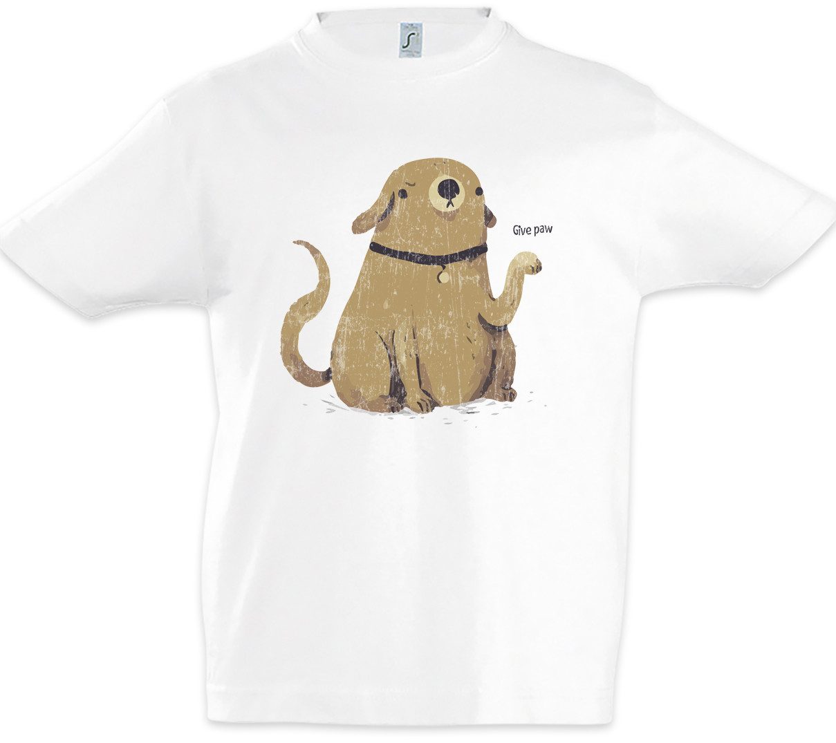 Print-Shirt Give Paw Kinder T-Shirt Comic Pfote Hund Hunde Dogs Dawg Liebe Love