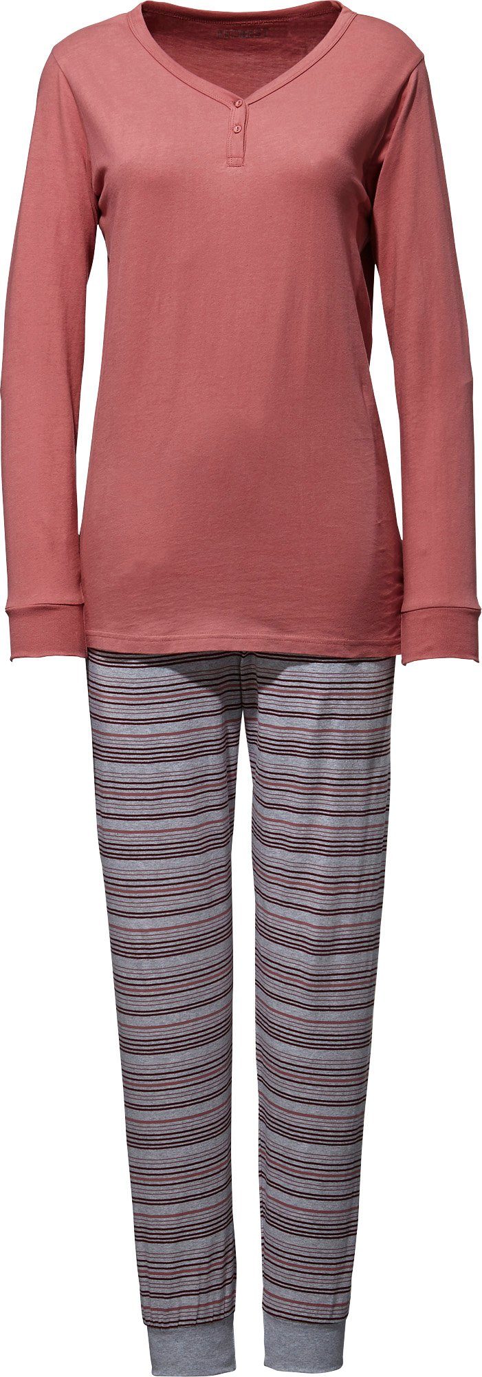 REDBEST Single-Jersey Pyjama Streifen Damen-Schlafanzug
