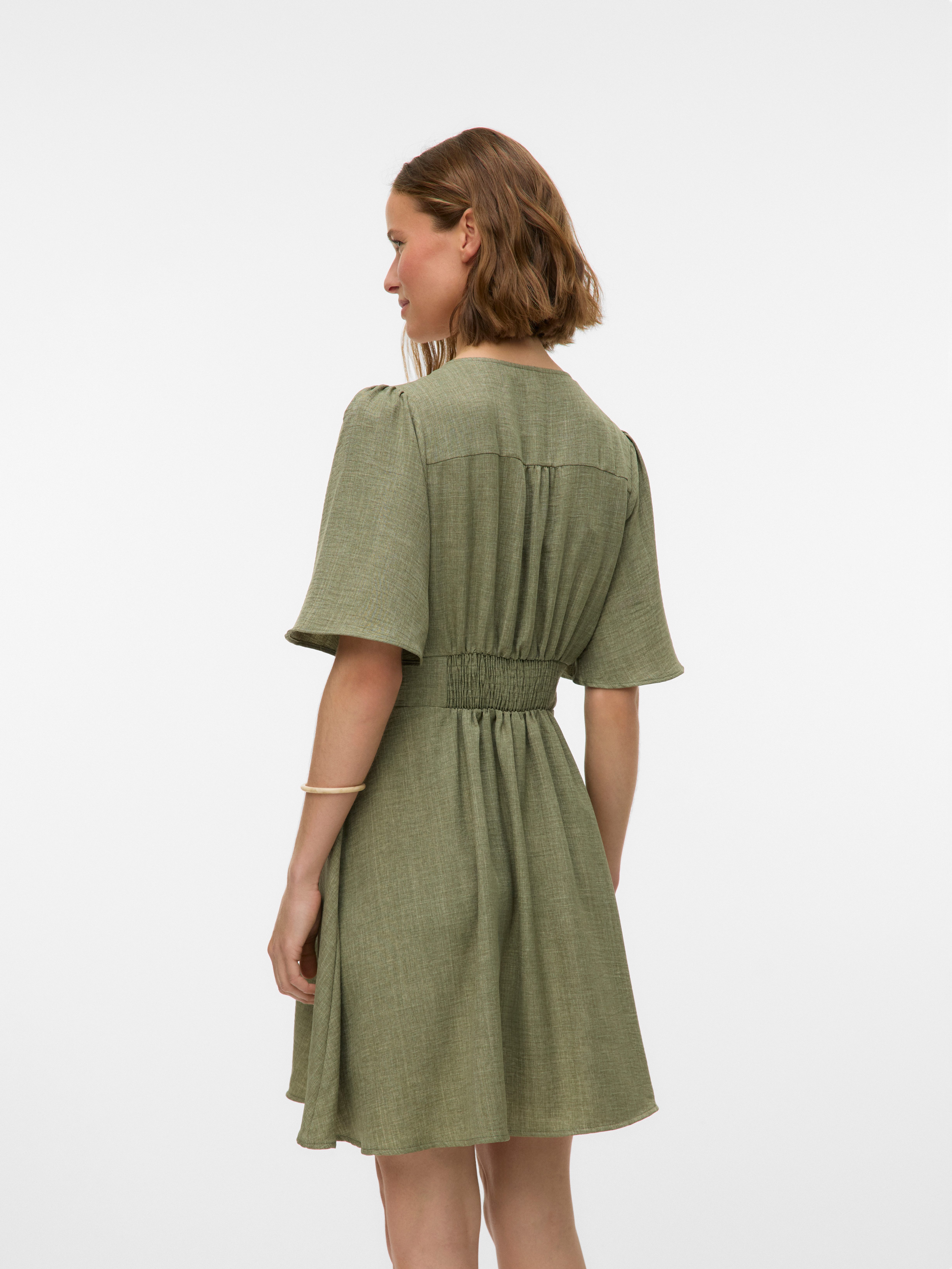 Vero Moda Minikleid VMMELANEY 2/4 SHORT DRESS WVN NOOS Sommerkleid, Kunsfaser, taillierte Form