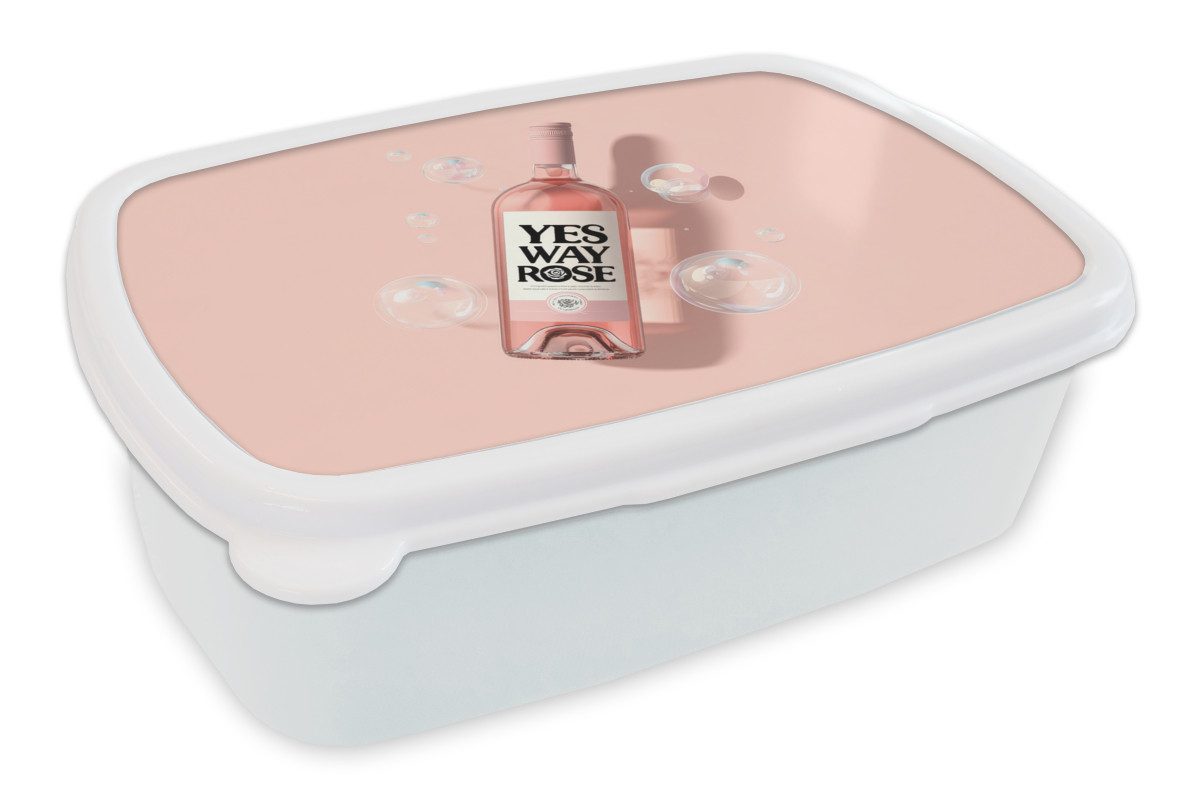 MuchoWow Lunchbox Blasen - Rosé - Rosa, Kunststoff, (2-tlg), Brotdose Schule oder Arbeit, Brotbox für Kinder und Erwachsene