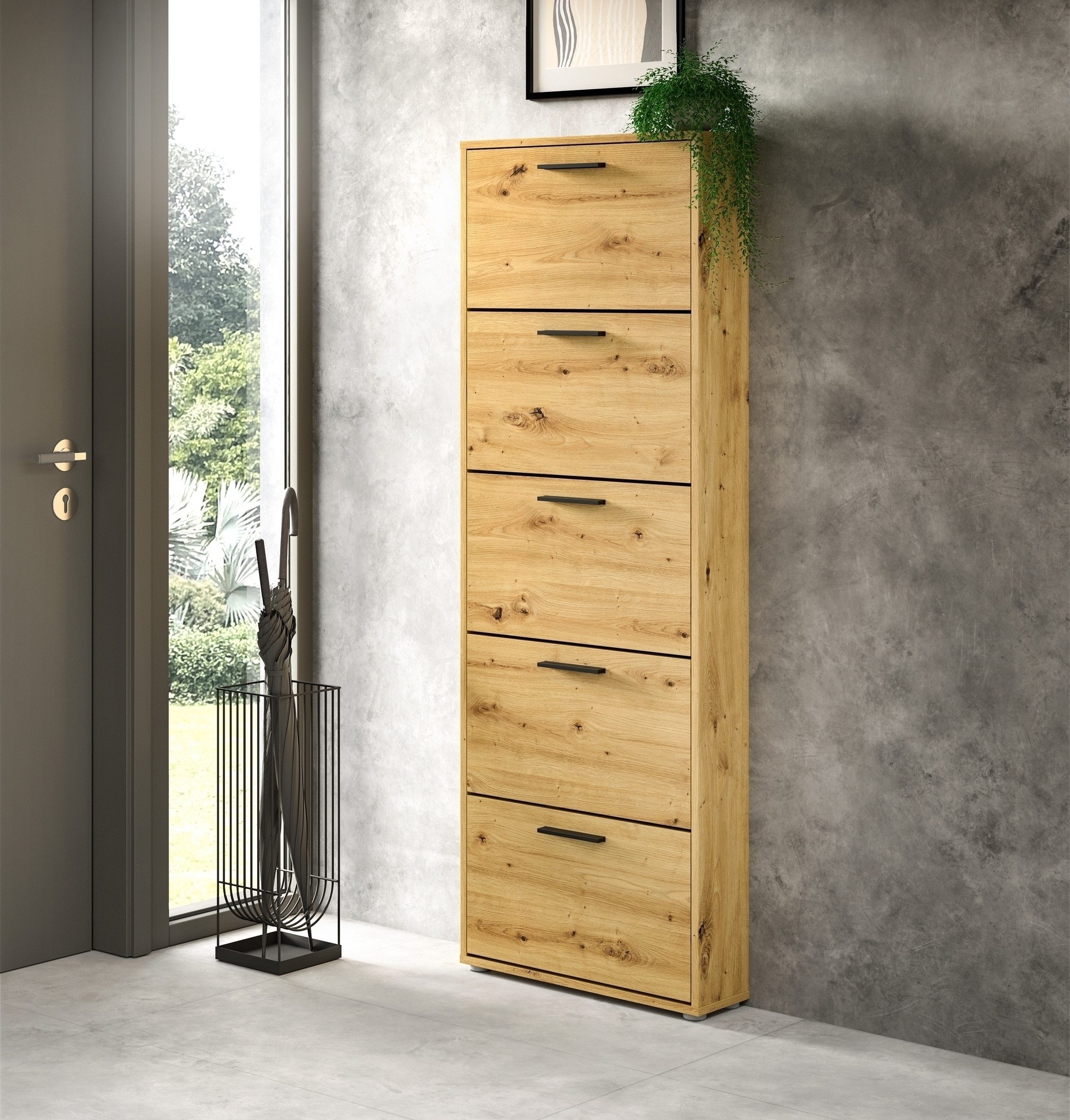 PREISBRECHER Schuhkipper See, in Eiche Artisan, Melaminbeschichtet - 59x169x17cm (BxHxT)