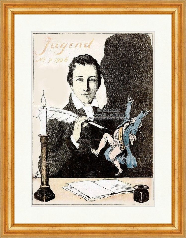 Kunstdruck Titelseite der Nummer 7 von 1906 Heinrich Heine Feder Kerze