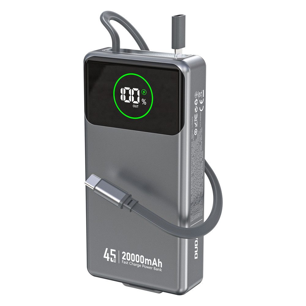 Dudao Akkupack Turbolader Powerbank 20000 mAh (1 St), 45W Schnellladung, Dual-Ausgang, LED-Anzeige, 20.000 mAh