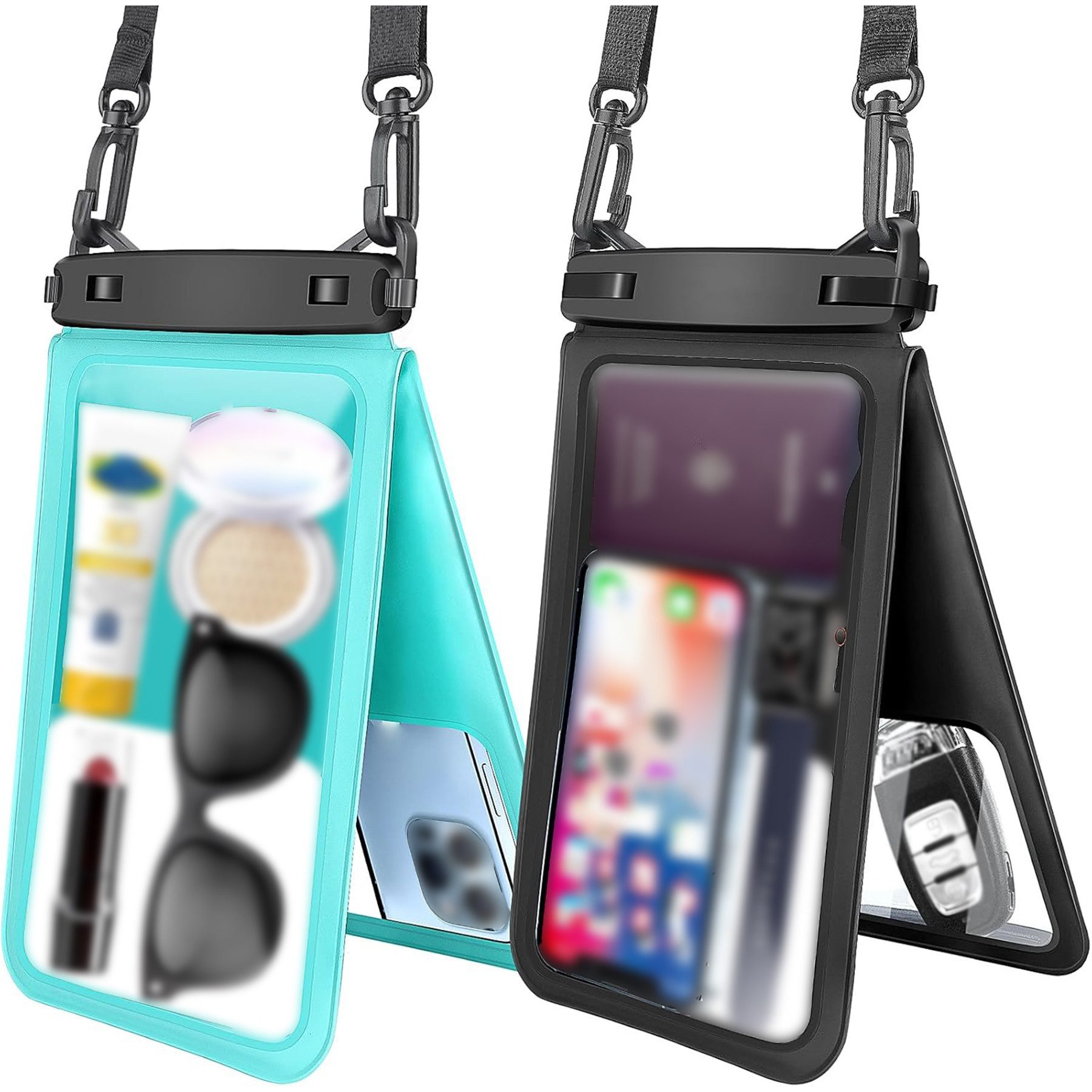 Mutig Handyhülle Wasserdichte Handytasche, 2 Stück IPX8 wasserdichte Handyhülle mit Umhängeband,doppelte Kapazität,geeignet für Smartphones bis 7 Zoll, kompatibel mit iPhone 17/16/15/14 Pro Max Plus, Samsung S25/S24/S23