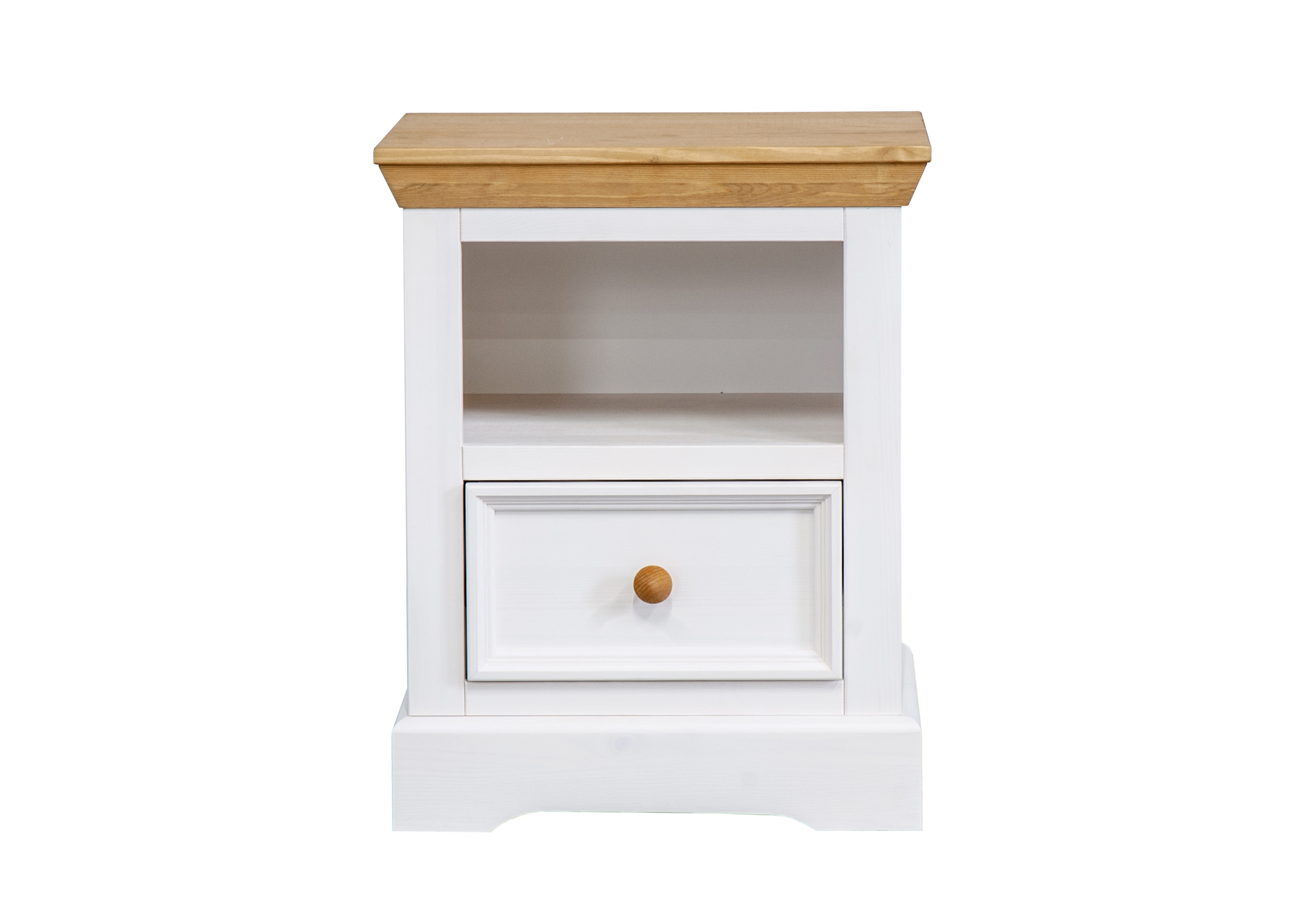 Woodroom Nachttisch Vik, Kiefer massiv weiß gewachst 68x58x40 cm