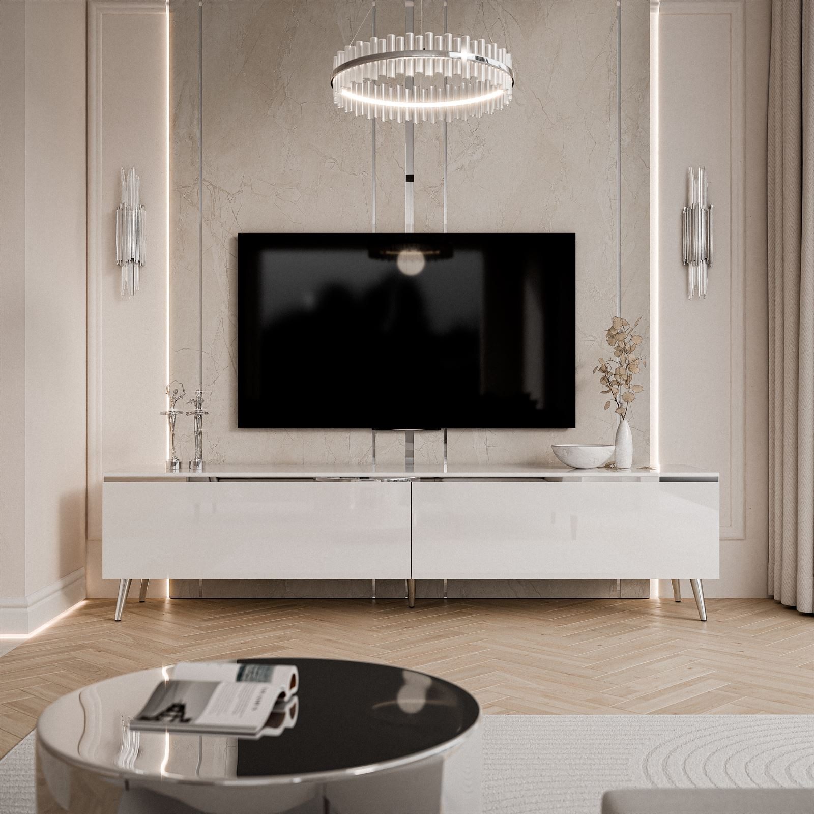 Lookway TV-Schrank AURORA SILVER auf Beinen günstig online kaufen