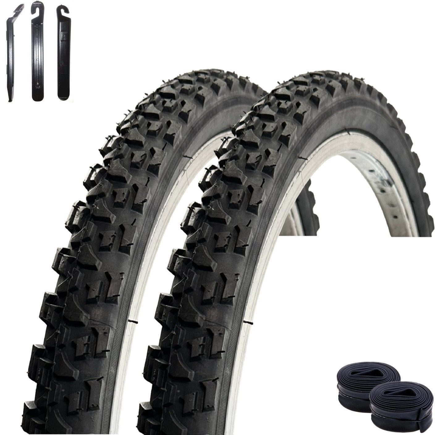 maxxi4you Fahrradreifen 2x VEE Rubber V114 24" Schwarz 47-507 + 2 DV + Heber