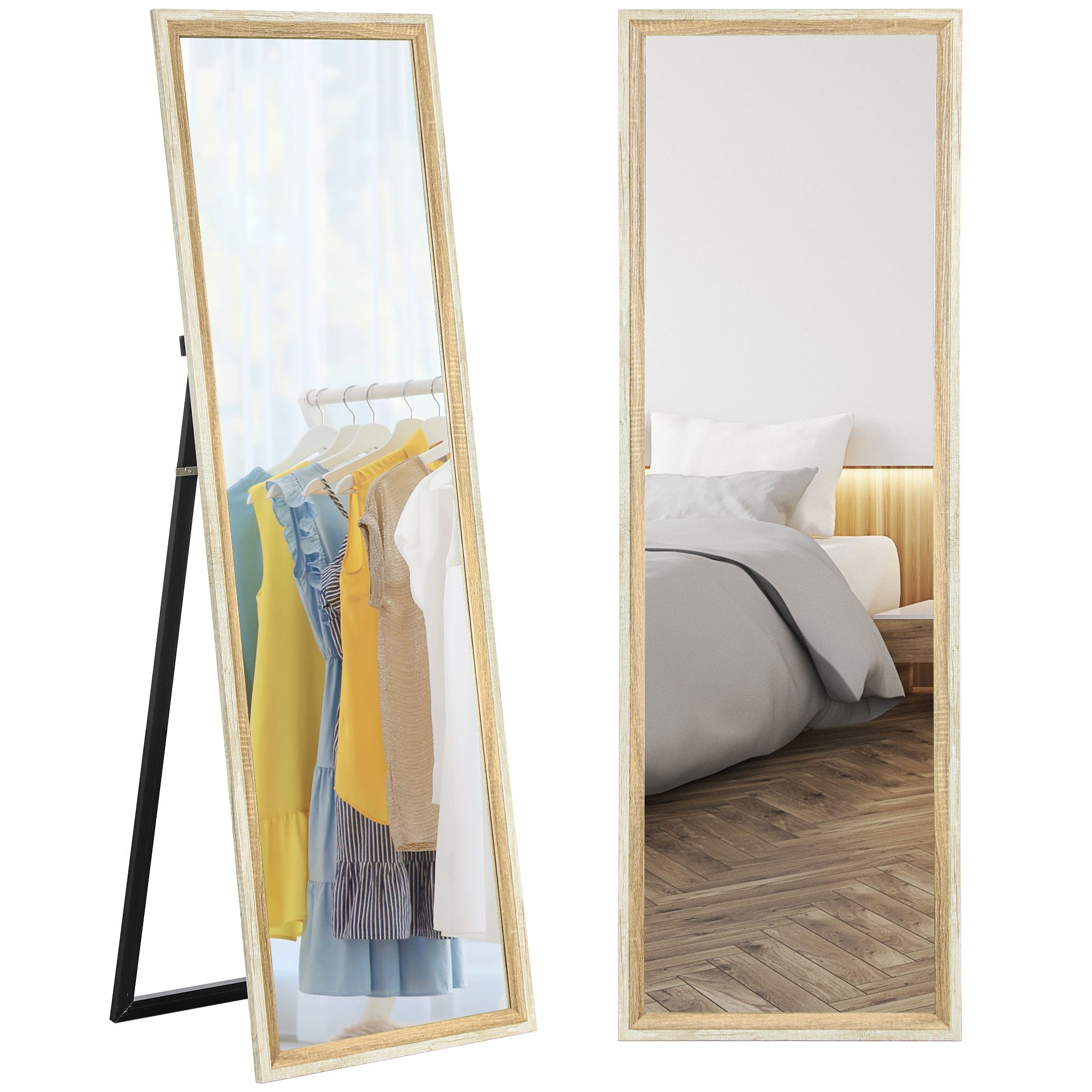 HOMCOM Standspiegel mit Zweifarben-Design (Ganzkörperspiegel, 1-St., günstig online kaufen