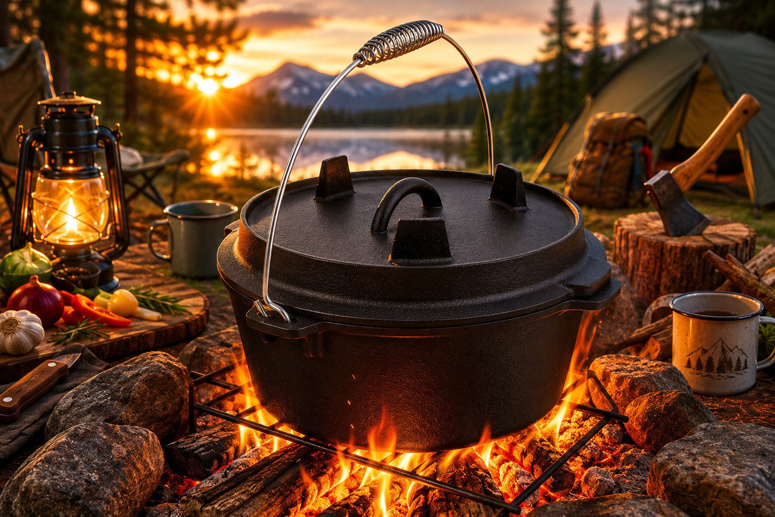matrasa Grilltopf mit Pfanne als Deckel - 2 in1 Dutch Oven - Feuertopf Gusseisen, Gusseisen, 3,5 Liter, 25 x 16 cm