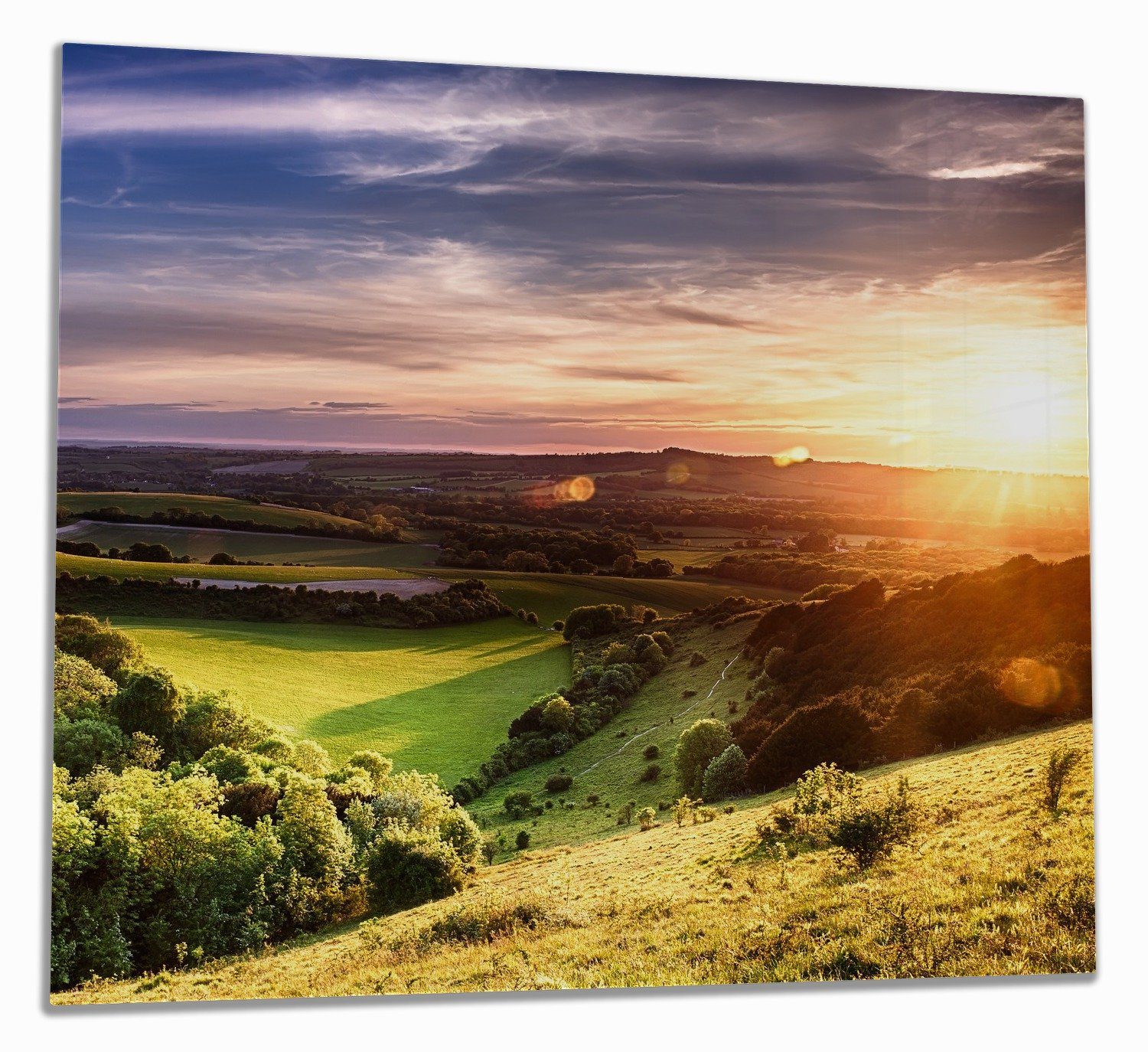 Wallario Herd-Abdeckplatte Farbenfroher Sonnenuntergang in England, ESG-Sicherheitsglas, (Glasplatte, 1 tlg., inkl. 5mm Noppen), verschiedene Größen