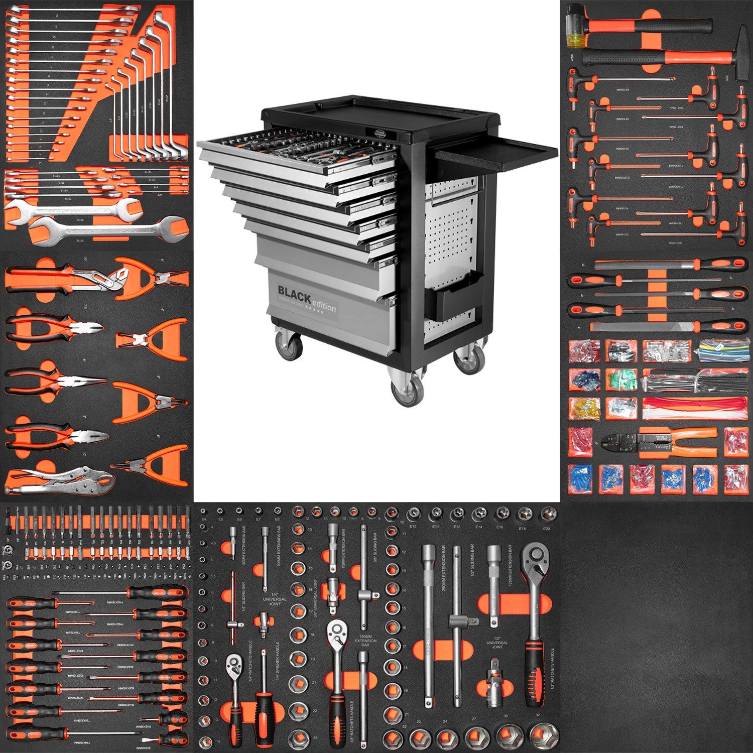Benson Tools Werkzeugwagen Black Edition Premium Line, Stahl