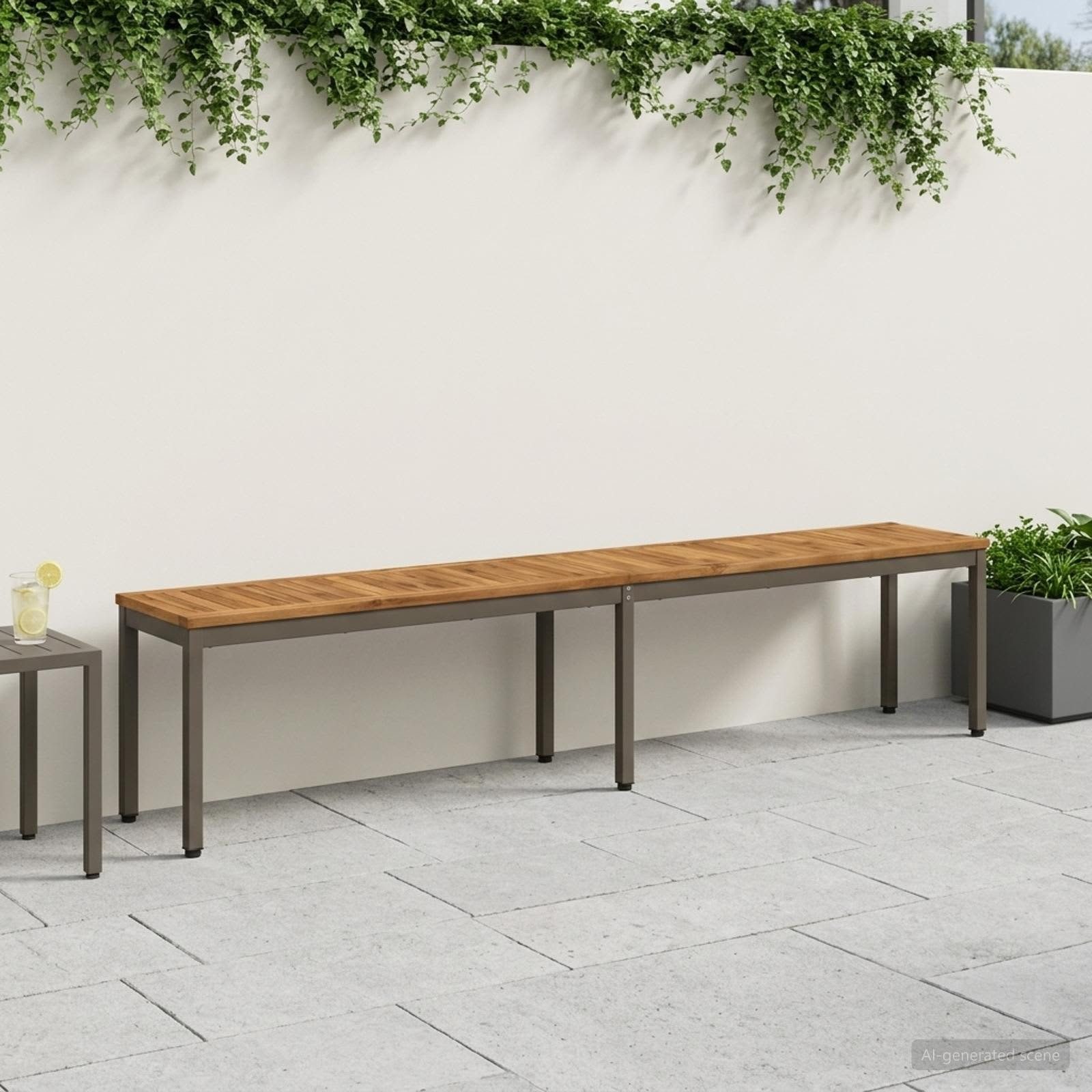 vidaXL Gartenbank Gartenbank 201 x 35 x 45 cm Massivholz Natur und Kaffee (1-St)