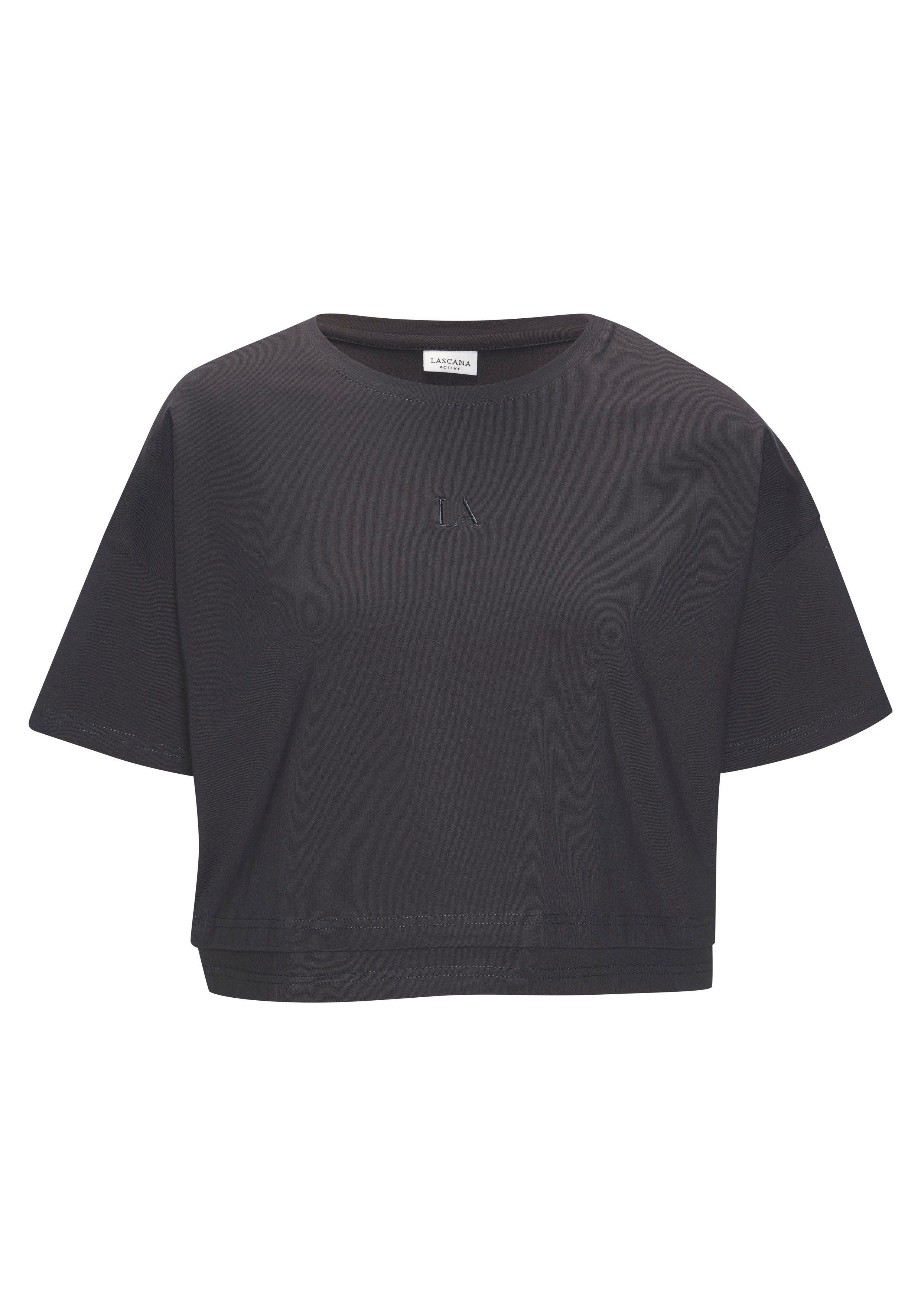LASCANA Kurzarmshirt T-Shirt, weite Form mit Lagen-Look – Bild 2 von 5